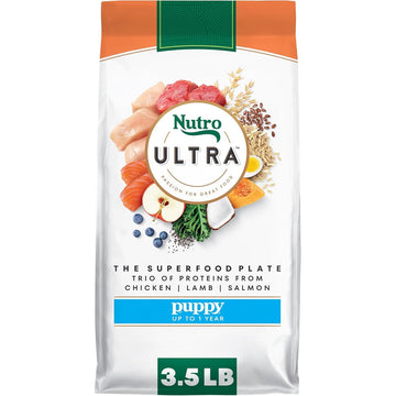 Nutro Ultra High Protein Dry Puppy Food, Trio of Proteins from Chicken, Lamb and Salmon, 3.5 lb Bag