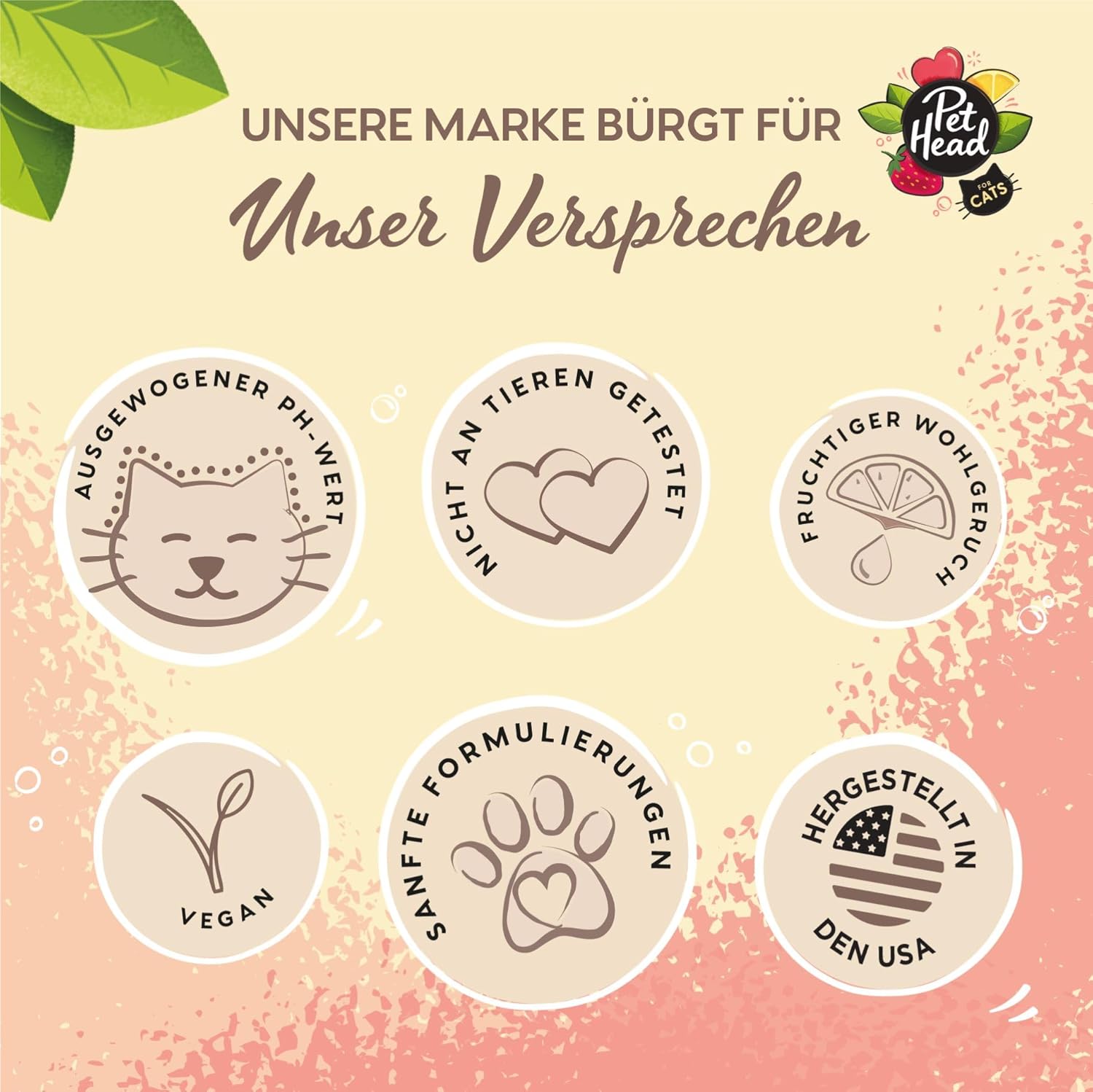 Pet Head Felin' Good Schaumshampoo ohne Ausspülen für Katzen | Zitronenbeeren-Duft | Pflegt & Beruhigt das Fell Ihres Katzens | Schnell & Einfach zu Bedienen | Sanfte Formel für Kätzchen | 200ml