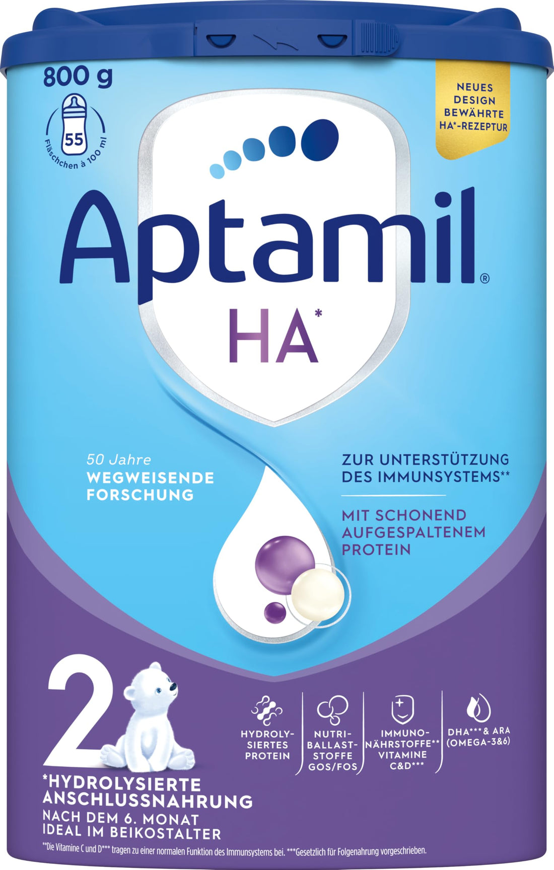 Aptamil HA PRE – Anfangsmilch von Geburt an, Mit DHA, Nur Laktose, Ohne Palmöl, Babynahrung, Milchpulver, 1 x 800 g