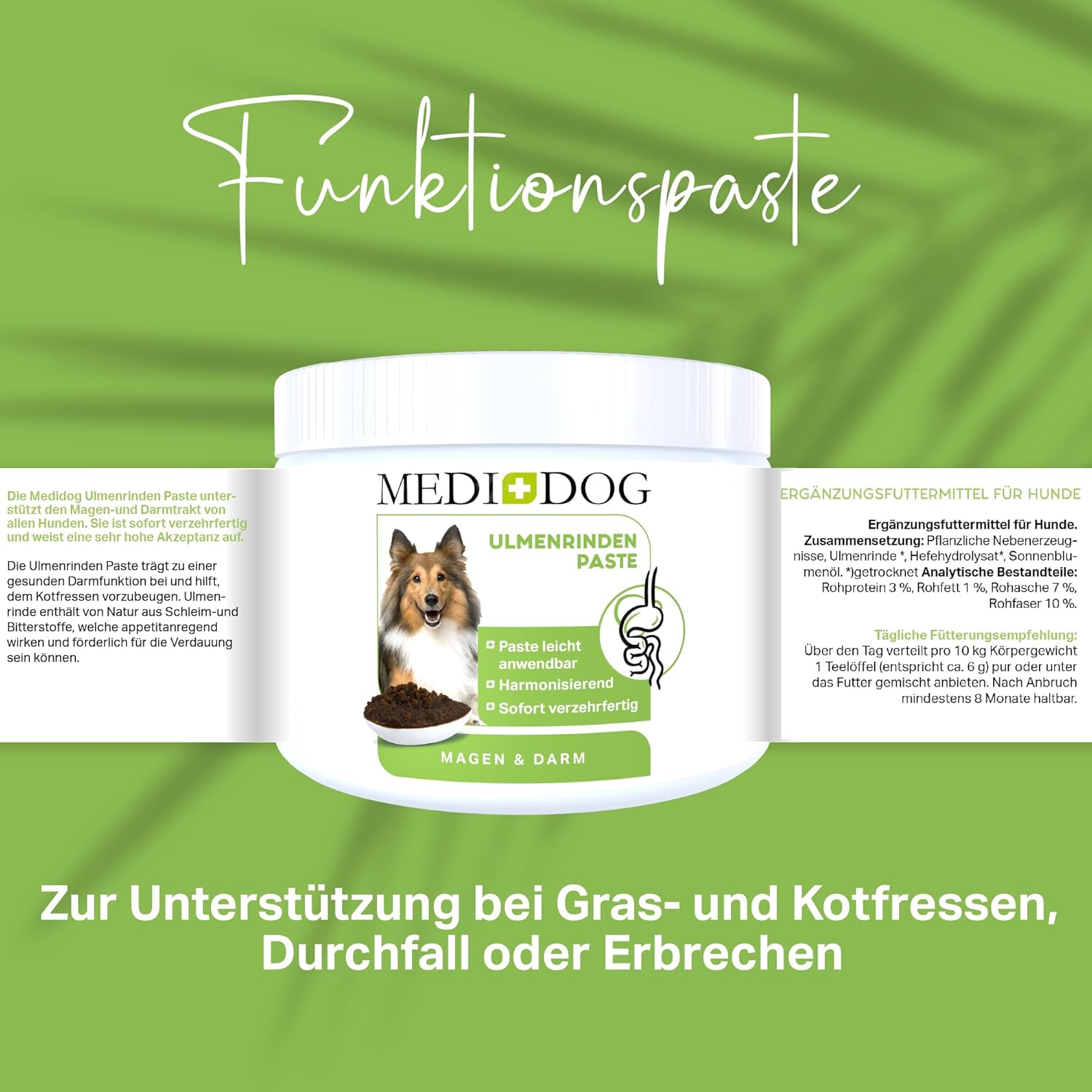 MEDIDOG 500g Premium Ulmenrinden-Paste für Hunde sofort verzehrfertig mit Slippery Elm Bark | unterstützt eine gesunde Verdauung & Normale Kotkonsistenz