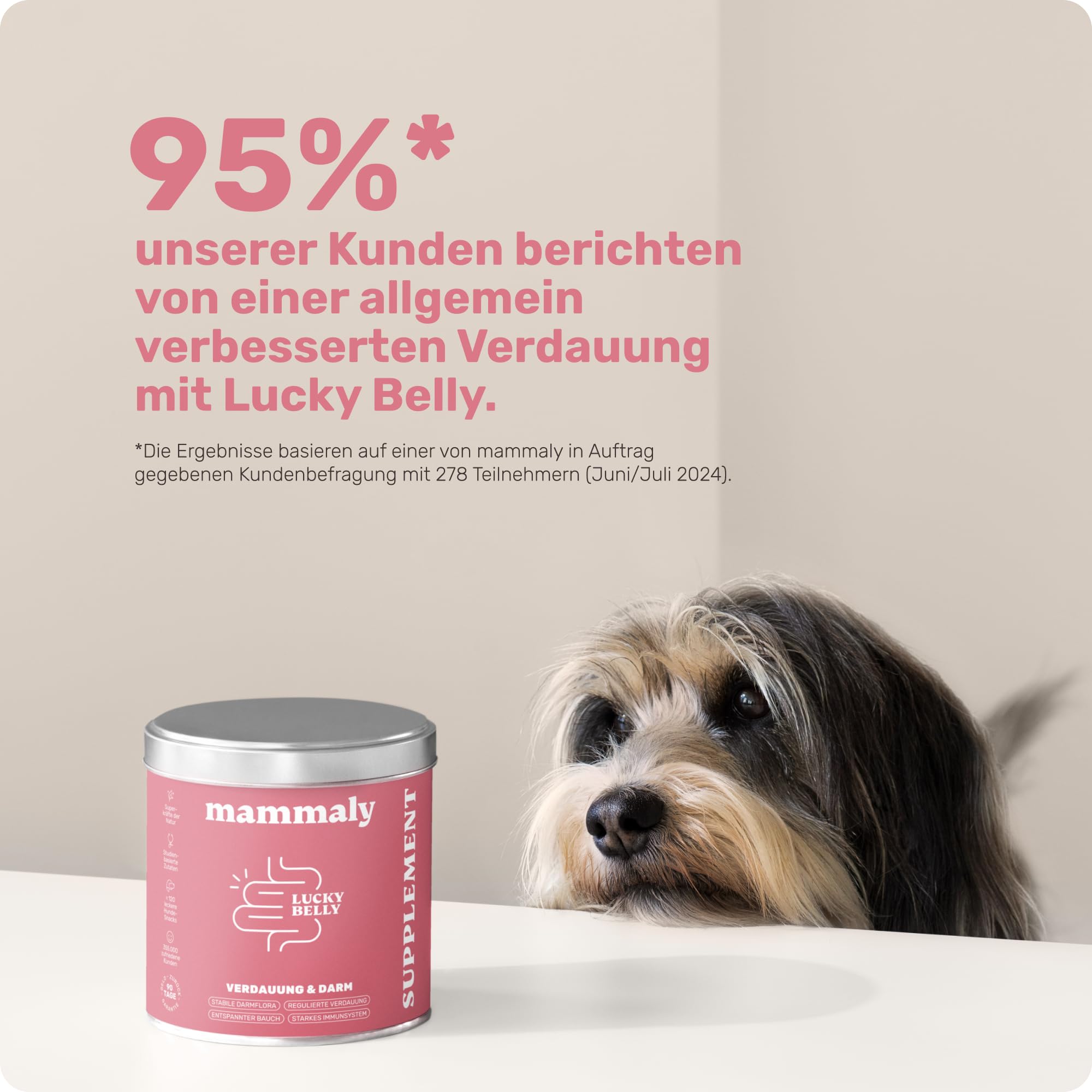 9-in-1 Probiotika für Deinen Hund - Lucky Belly Hypoallergen Allergie Fit ohne Huhn 120 Drops (350g) von mammaly-Bei Magenprobleme & Verdauungsprobleme für Magen-Darm,Verdauungssnacks bei Gras fressen