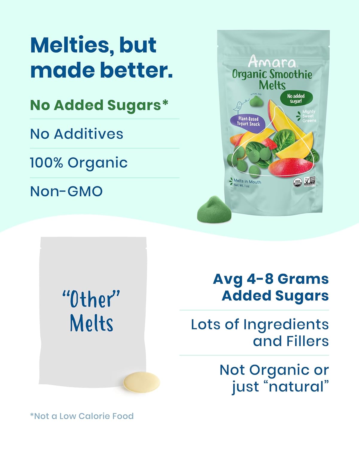 Amara Smoothie Melts - Mixed Red Berries - Baby Snacks Made With Fruits and Vegetables - Healthy Toddler Snacks For Your Kids Lunch Box - Organic Plant Based Yogurt Melts - 6 Resealable Bags