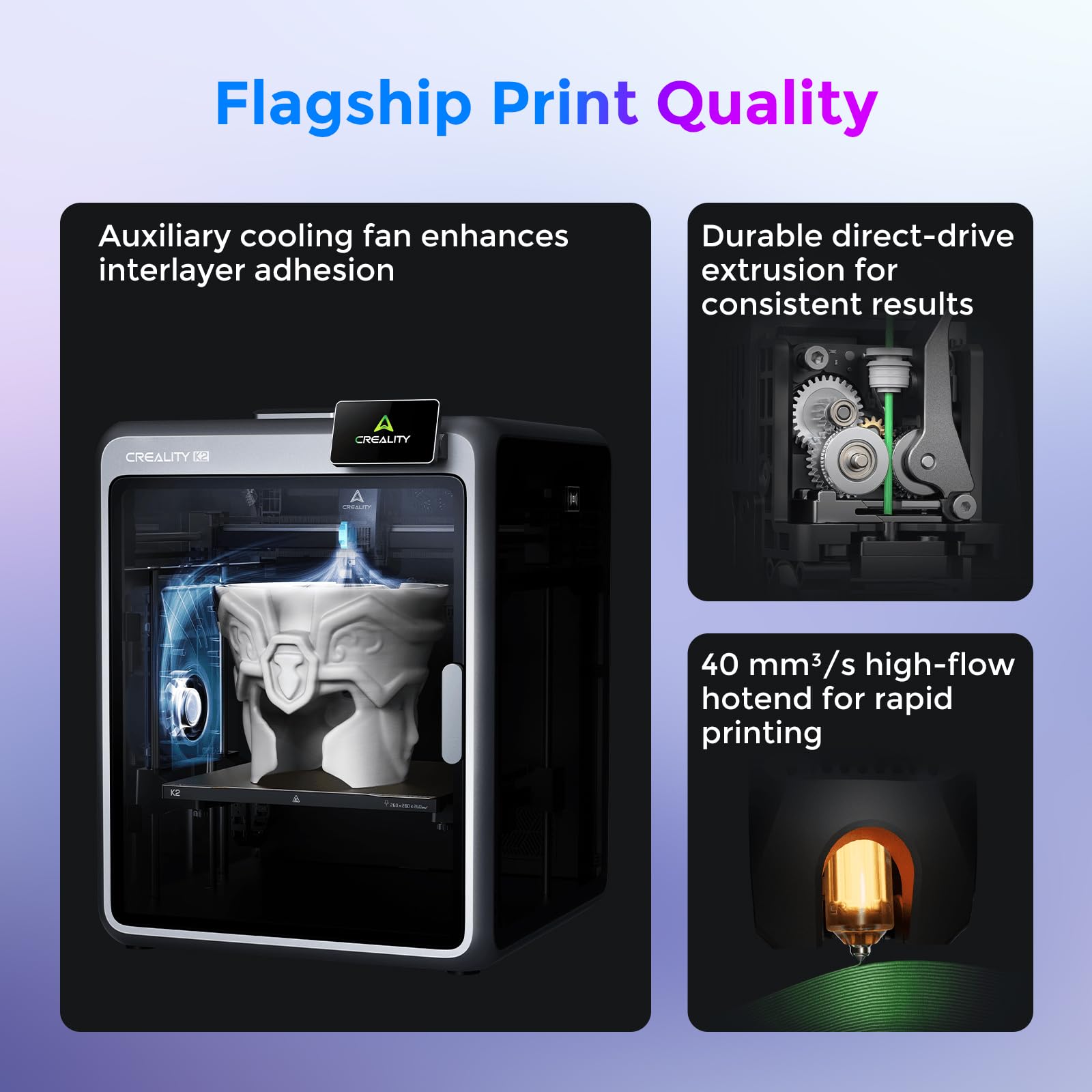 Creality Official K2 Combo(A) 3D Printer, Multi-Color Printing with CFS, 600mm/s High-Speed, AI Cameras, Full Auto-Leveling, Dual Z-Axis, 260x260x260mm Build Volume