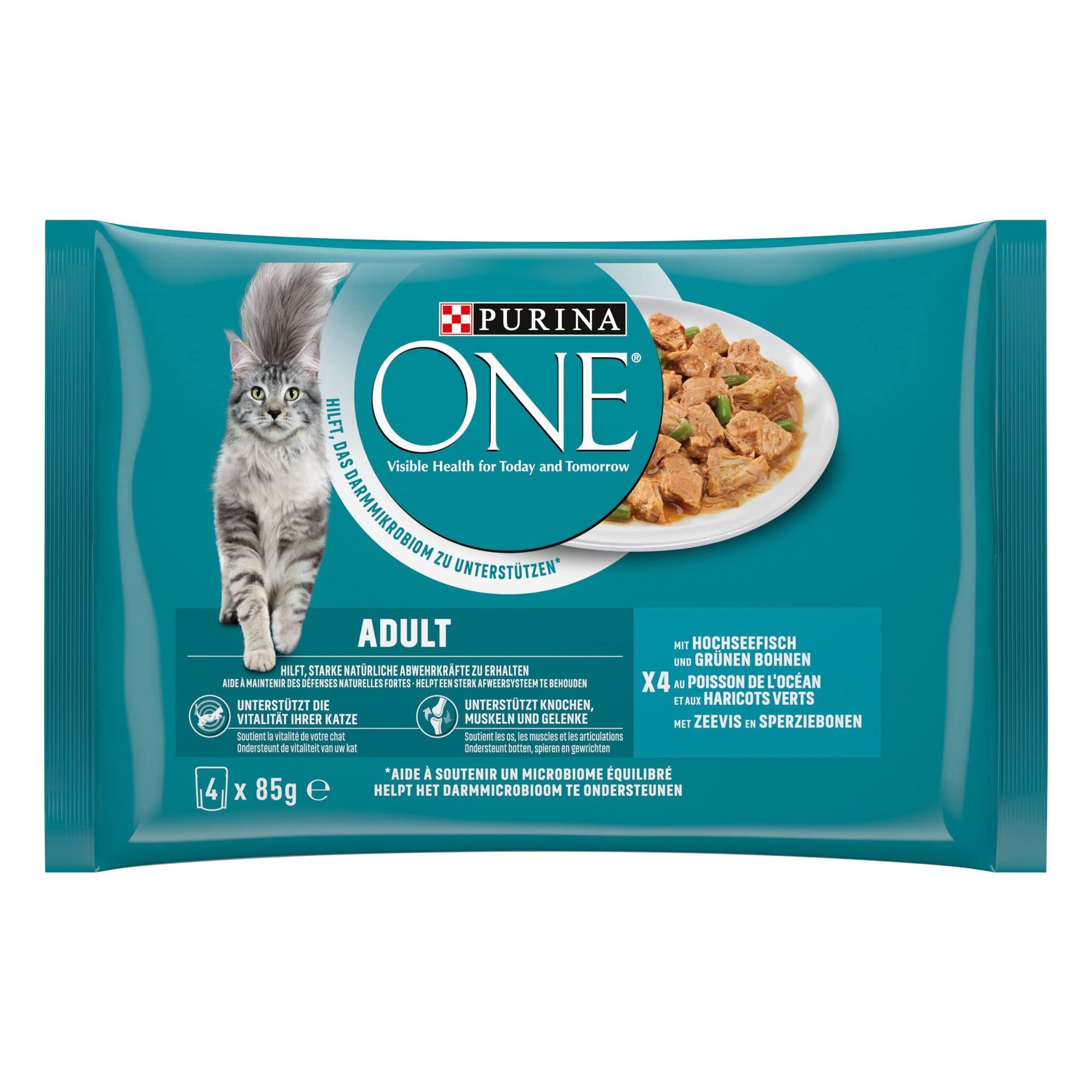 PURINA ONE Adult Katzenfutter nass, Sorten-Mix, 40er Pack (40 x 85g)