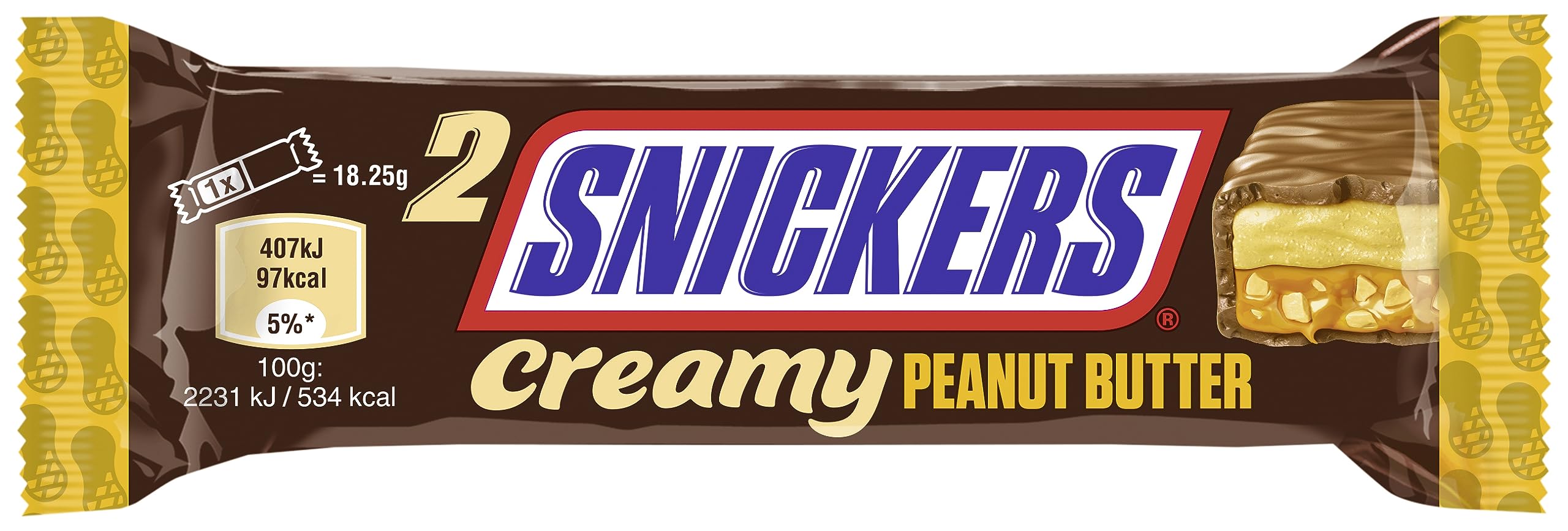 Snickers Creamy Peanut Butter, Schokolade Großpackung, Milchschokolade, Doppelriegel, 24 x 36,5g