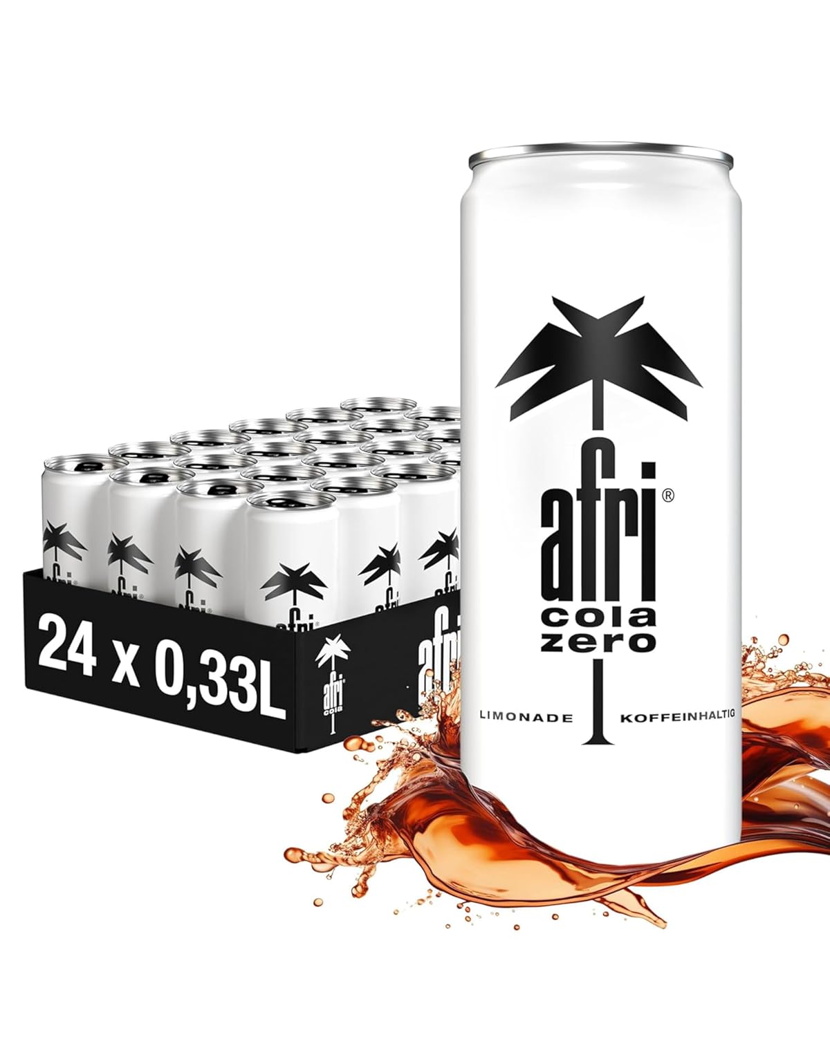 afri cola Zero – Cola-Drink kalorienfrei 24 x 330 ml in der Dose – Kultgetränk ohne Zucker mit vollem afri-Geschmack – Koffeinhaltige Cola-Limonade mit Süßungsmitteln in praktischen Getränkedosen