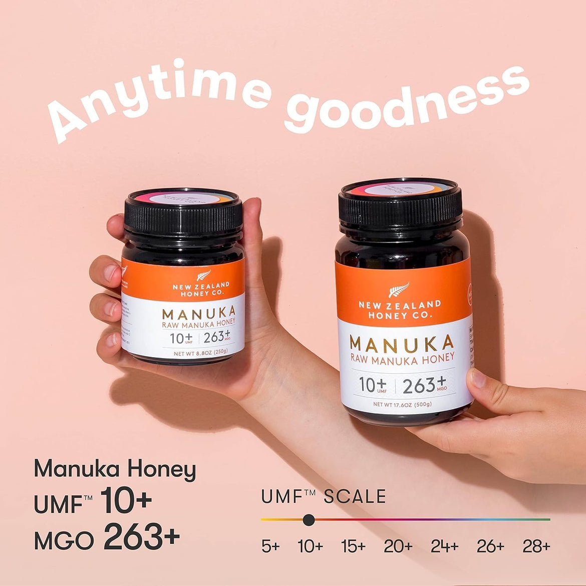 New Zealand Honey Co. Raw Manuka Honey UMF 10+ | MGO 263+, 17.6oz / 500g | Organic Medical Grade Manuka Honey for Daily Wellness, Skin Care & Dogs