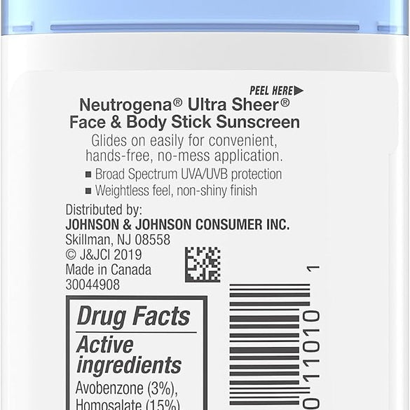 Neutrogena Ultra Sheer Dry-Touch Sunscreen Lotion, Broad Spectrum SPF 55 UVA/UVB Protection, Oxybenzone-Free, Light, Water Resistant, Non-Comedogenic & Non-Greasy, Travel Size, 3 fl. oz