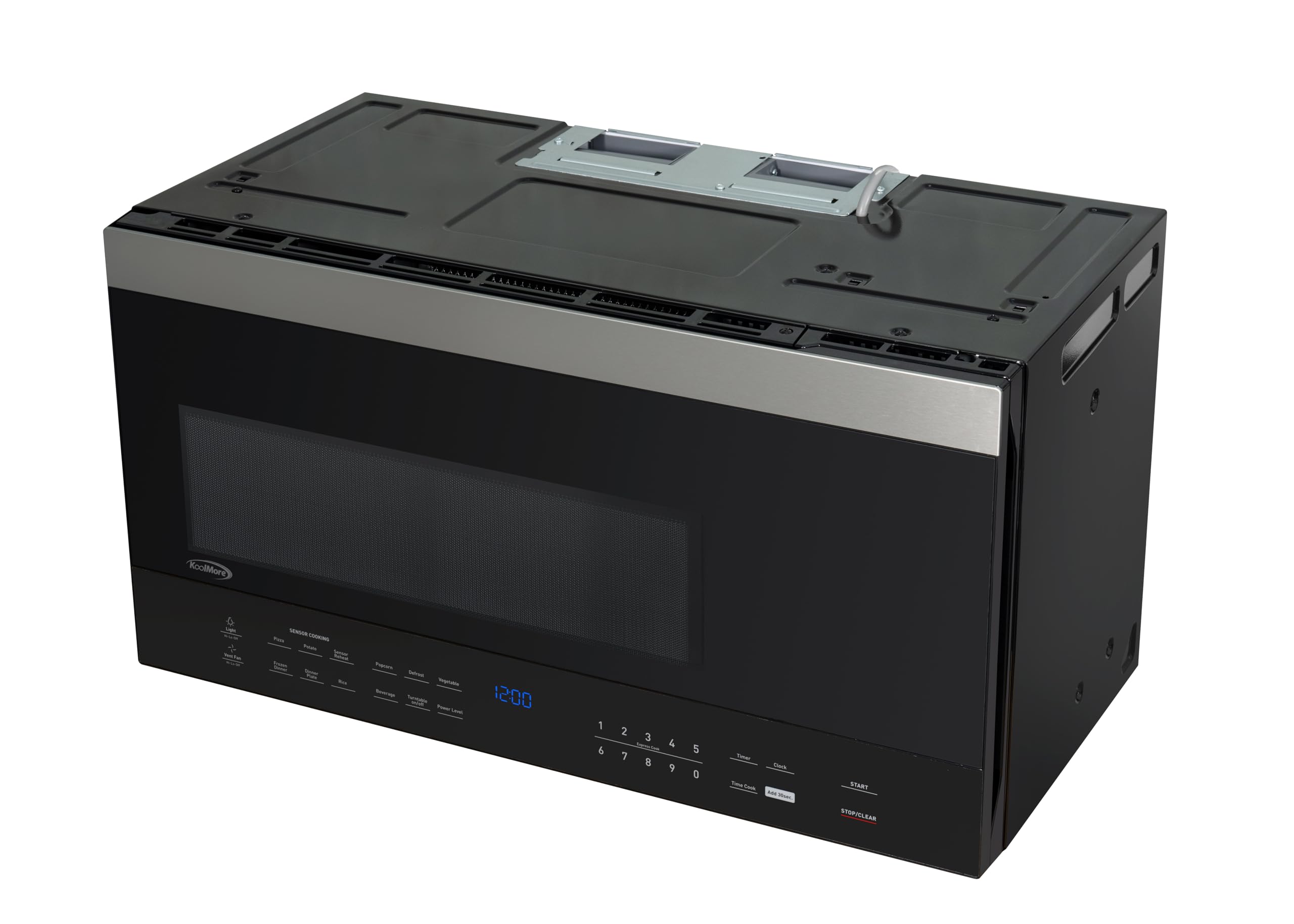 KoolMore Reserve Built-in Microwave Convection Oven with Air Fry, 3-in-1 Combo, Sensor Cook, Soft-Close Door, Stainless Steel, 24 in. / 1.6 cu. ft. with NEMA 5-20P Plug in Black