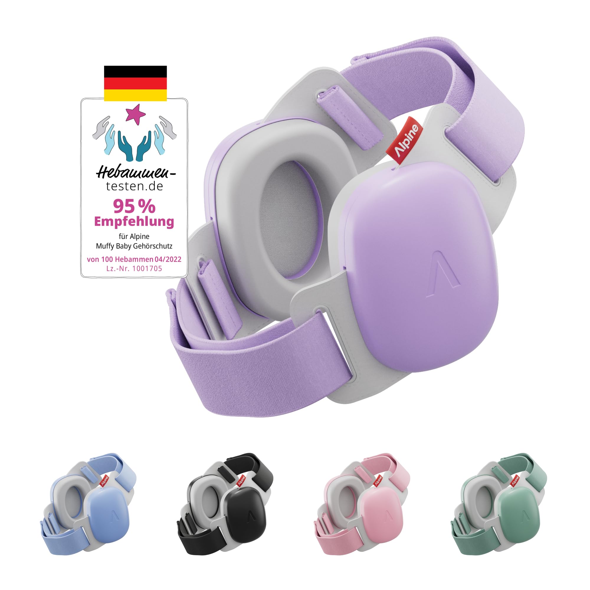 Alpine Muffy Baby Classic - Gehörschutz für Babys - Verstellbares ANTI-SLIP-Kopfband bis 48 Monate - In Deutschland auf Sicherheit getestet - Lärmschutz Kopfhörer verhindert Gehörschäden, Schwarz