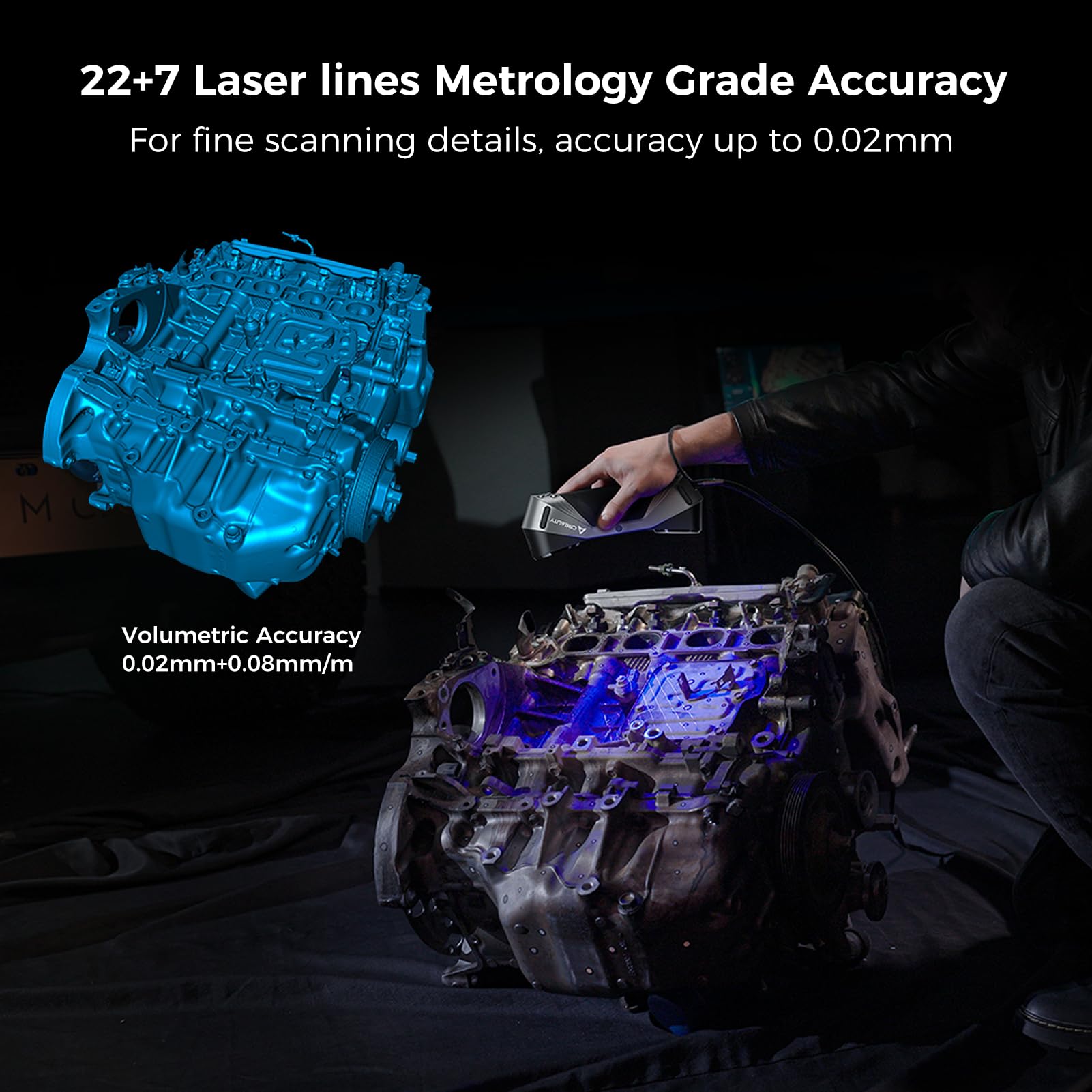 3D Scanner Creality Ferret Pro 0.1mm Accuracy Handheld Scanner with Wireless Scanning Anti-Shake Tracking Fast Full-Color Scan for iOS/Android Phone PC Win 10/11
