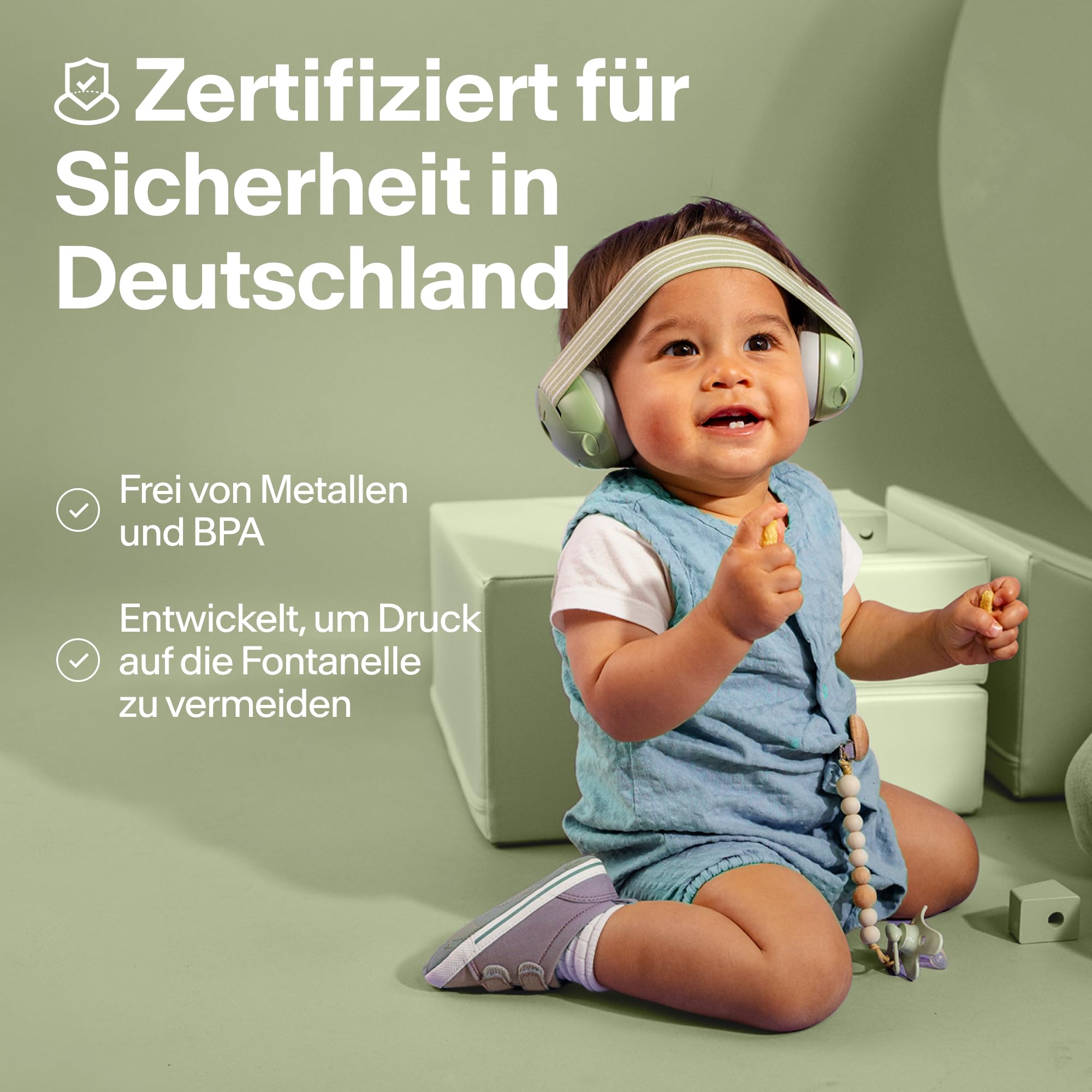 Alpine Muffy Baby Classic - Gehörschutz für Babys - Verstellbares ANTI-SLIP-Kopfband bis 48 Monate - In Deutschland auf Sicherheit getestet - Lärmschutz Kopfhörer verhindert Gehörschäden, Schwarz