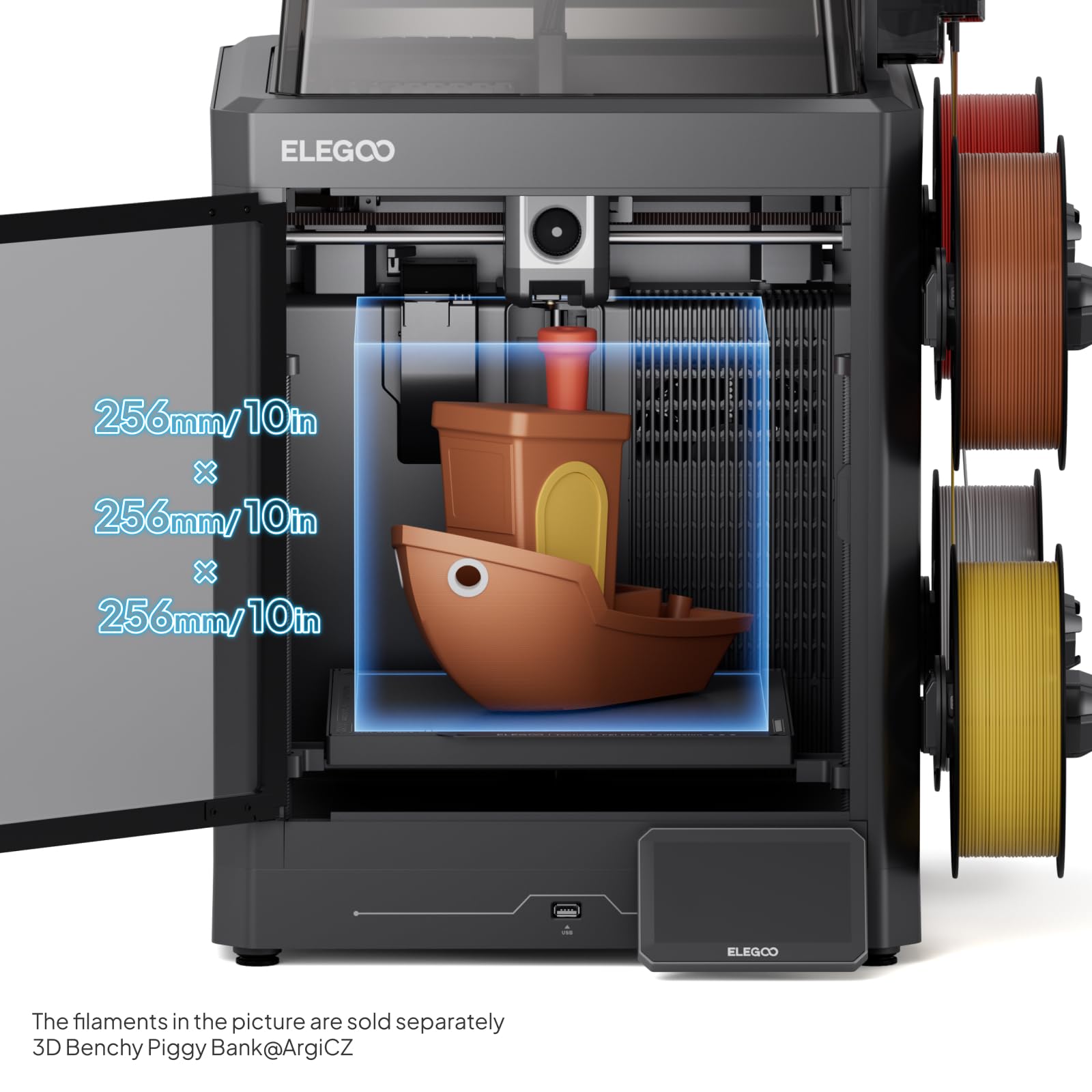 ELEGOO Centauri Carbon 3D Printer, CoreXY 500mm/s High Speed Printing with Auto Calibration, 320°C Nozzle and Built-in Camera, Ready to Print Out of the Box, 256x256x256mm Printing Size