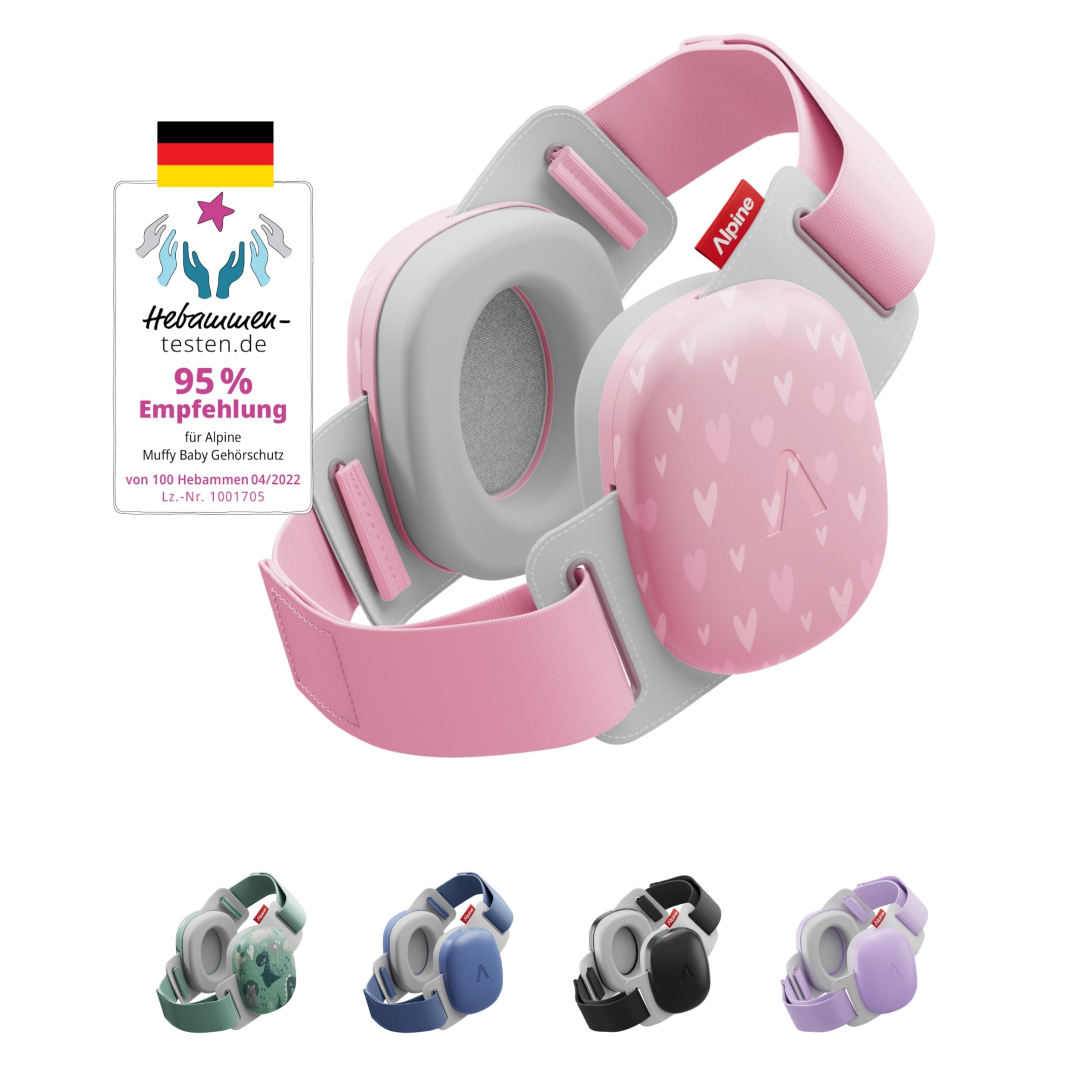 Alpine Muffy Baby Classic - Gehörschutz für Babys - Verstellbares ANTI-SLIP-Kopfband bis 48 Monate - In Deutschland auf Sicherheit getestet - Lärmschutz Kopfhörer verhindert Gehörschäden, Schwarz