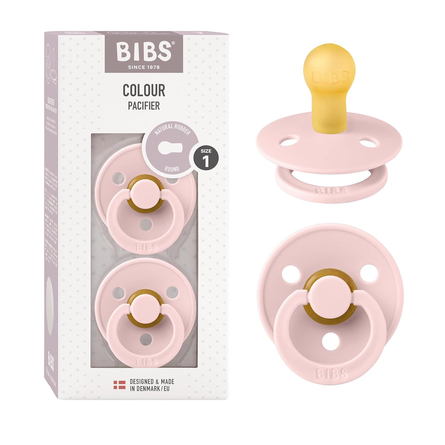 BIBS Colour Schnuller 2er-Pack, BPA-frei, Kirschform Nippel. Naturkautschuk/Latex, Hergestellt in Dänemark. Größe 1 | 0+ Monate | 2-Pack, Ivory/Sage