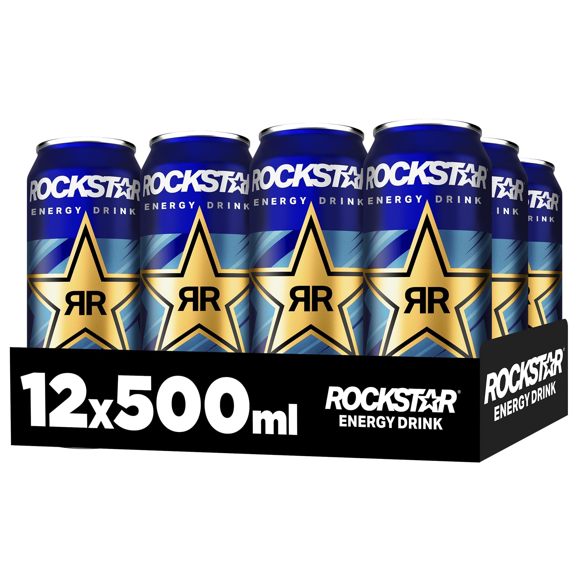 Rockstar Energy Drink Blueberry Geschmack - Koffeinhaltiges Erfrischungsgetränk für den Energie Kick, EINWEG (12 x 500ml) (Verpackungsdesign kann abweichen)
