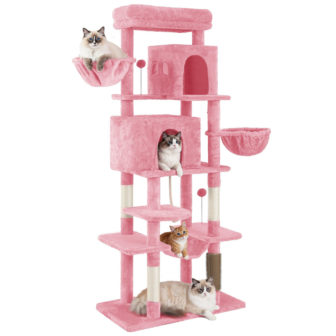YITAHOME Kratzbaum, Katzenkratzbaum, für Große Katze, Katzenbaum, Katzenbürsten, 11 cm Dicke Stämme, Große Plattformen, Plüschkissen, Höhle, 50 x 50 x 157 cm, Beige