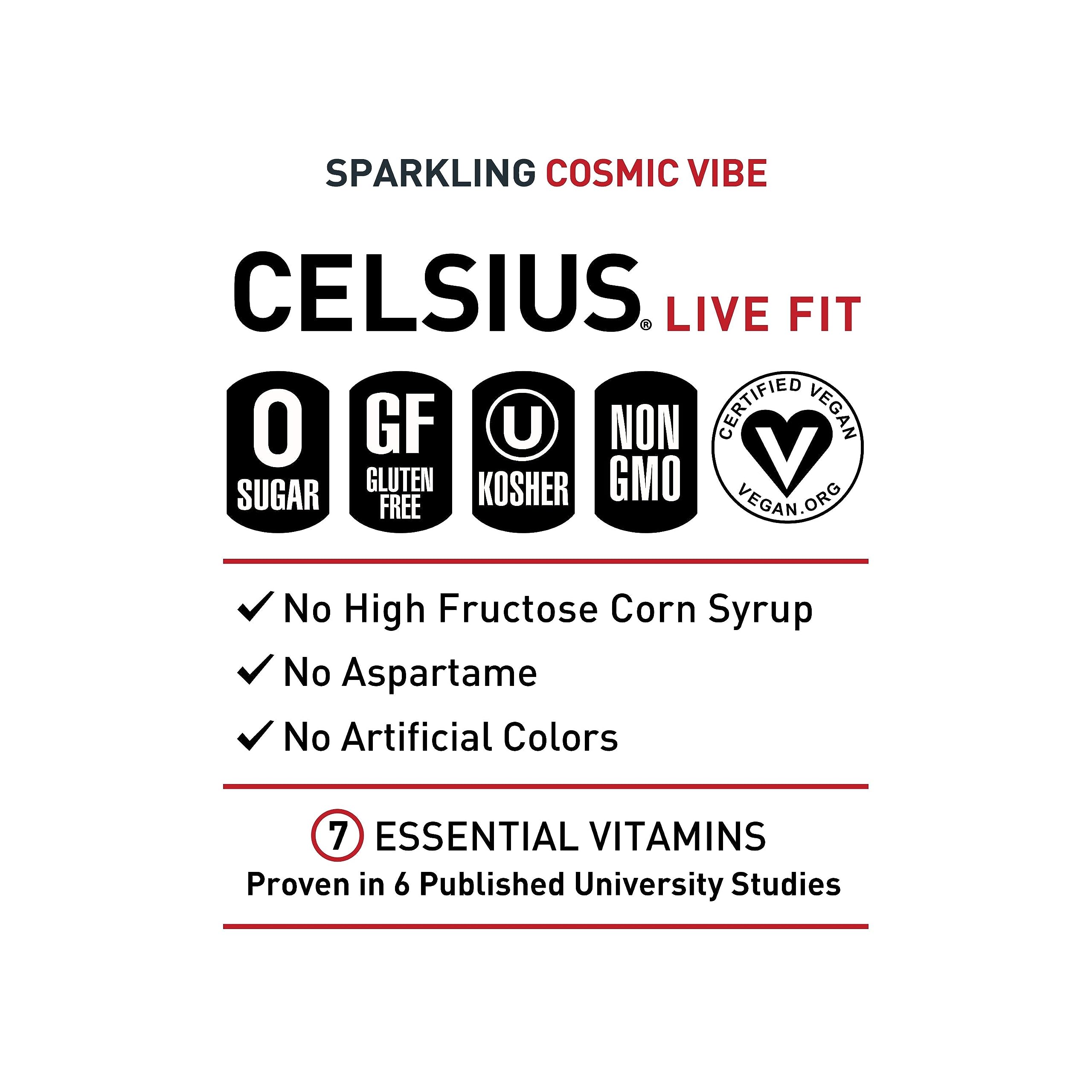 CELSIUS ASTRO VIBE Sparkling Blue Razz, Sugar Free Energy Drink, 12 Fl Oz (Pack of 12)
