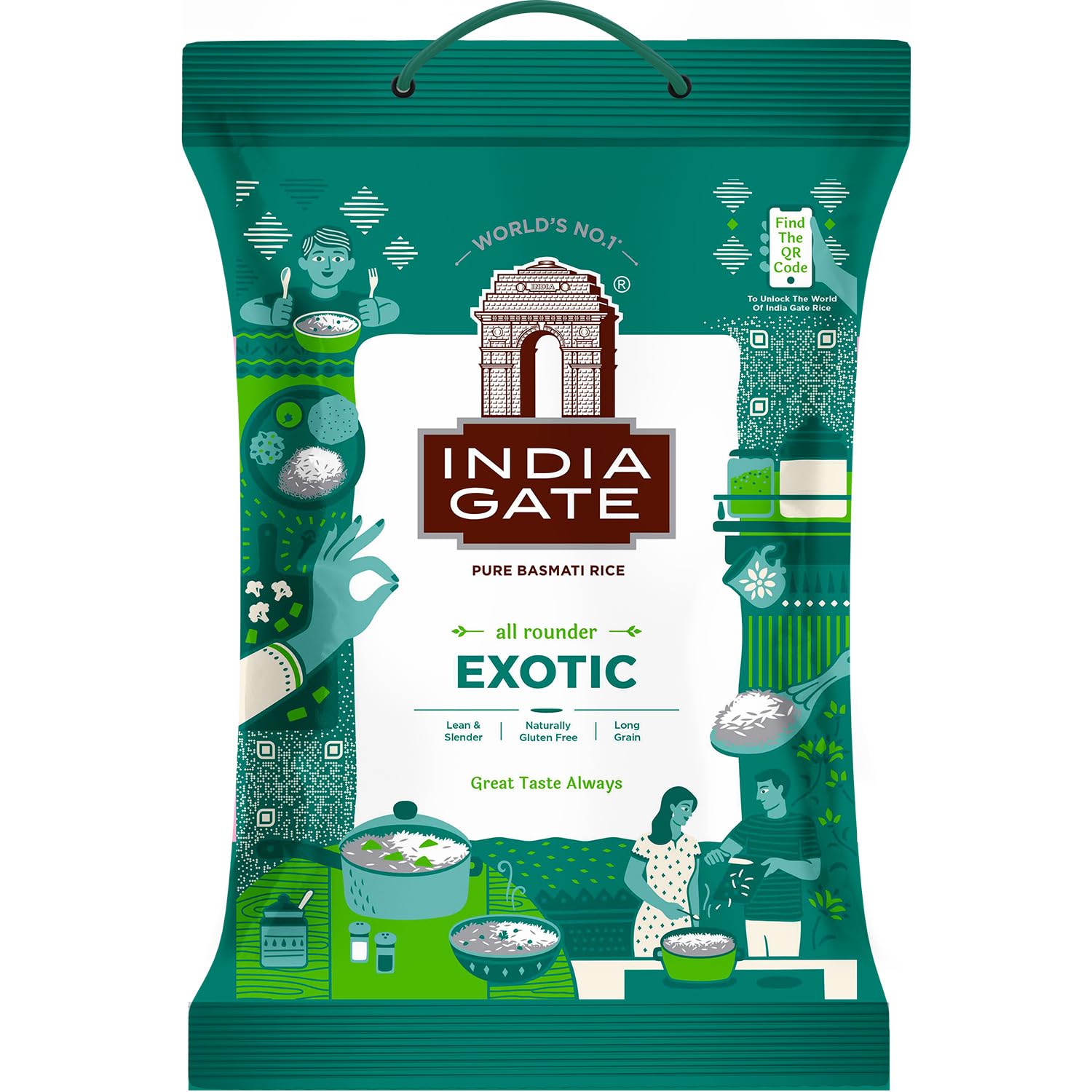INDIA GATE Premium Basmati Reis – Feiner, aromatischer Langkornreis aus Indien, feines Langkorn (1 x 5 kg)