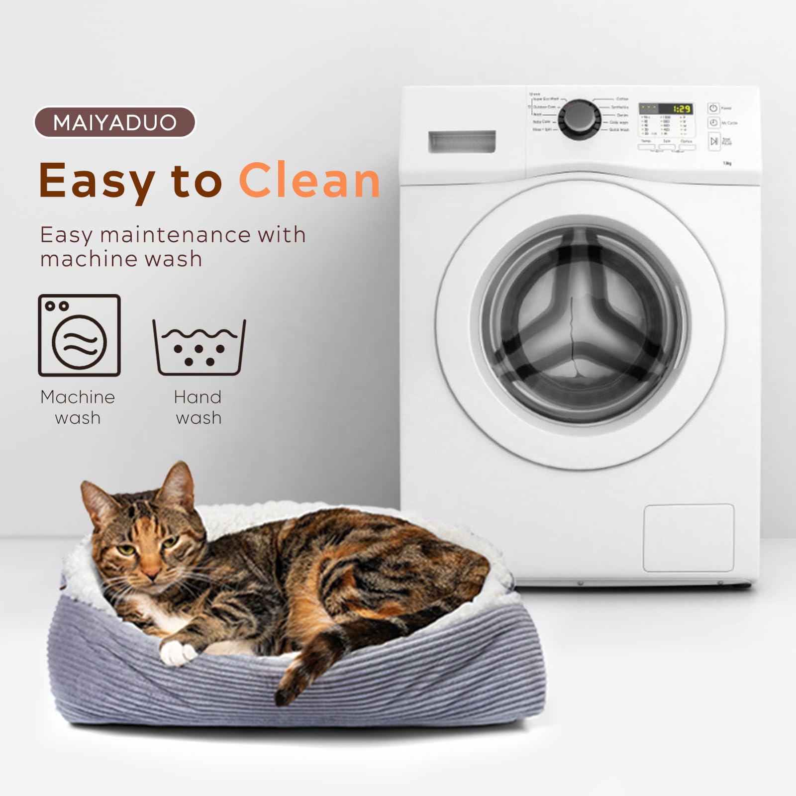 Weiches Katzenbett Waschbar 42x38 cm Plüsch Haustierbett für Kleine Hunde und Katzen - 2 in 1 Katzenkissen Katzendecke Katzensofa Nest Bett, Entfaltete Größe 61x51 cm