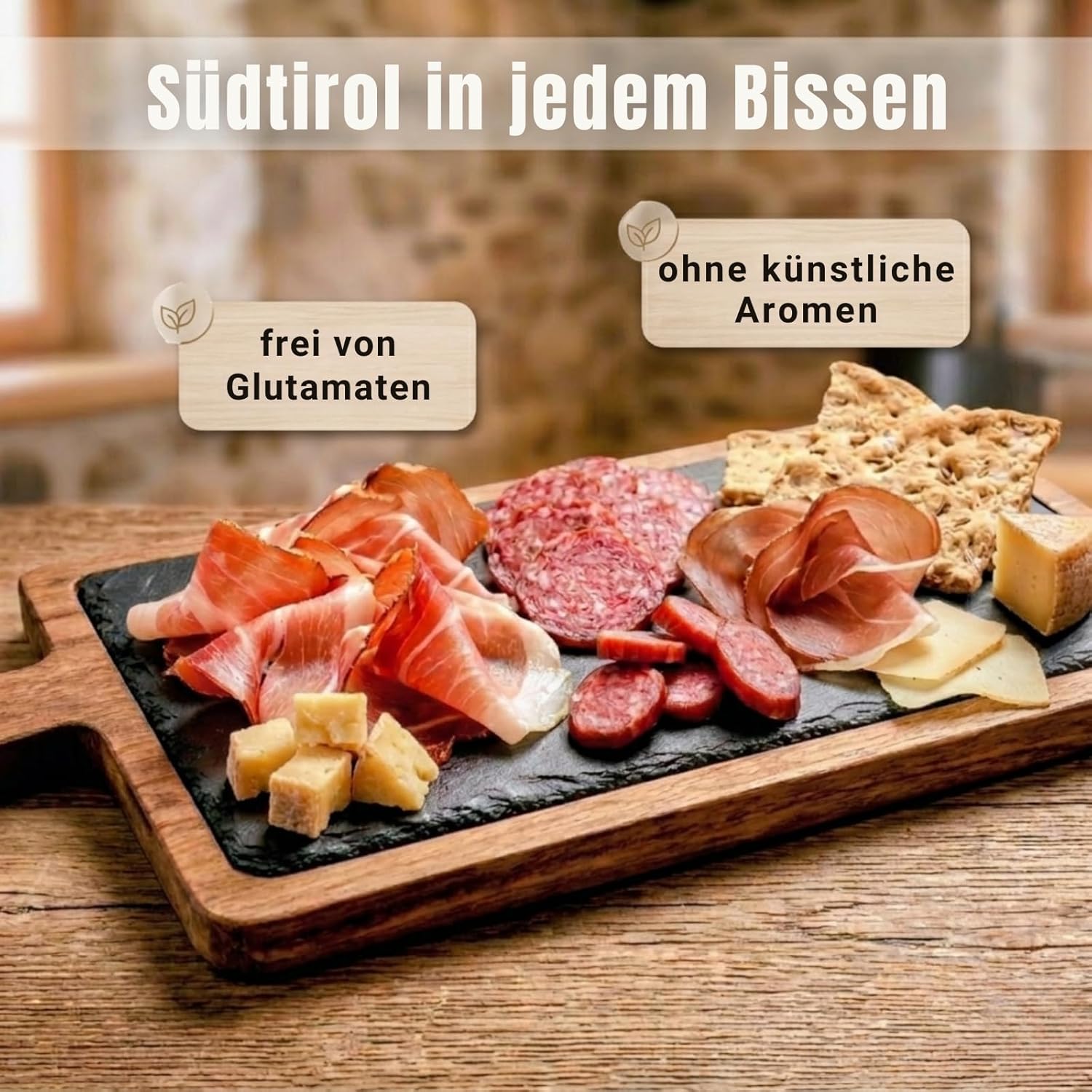 BAVAREGOLA Geschenkekiste mit Südtiroler Spezialitäten die "6er Marende" - Präsentkorb gefüllt mit Speck, Käse, Salami & Schinken von Viktor Kofler/Lana - Genuss Geschenk für Männer & Frauen