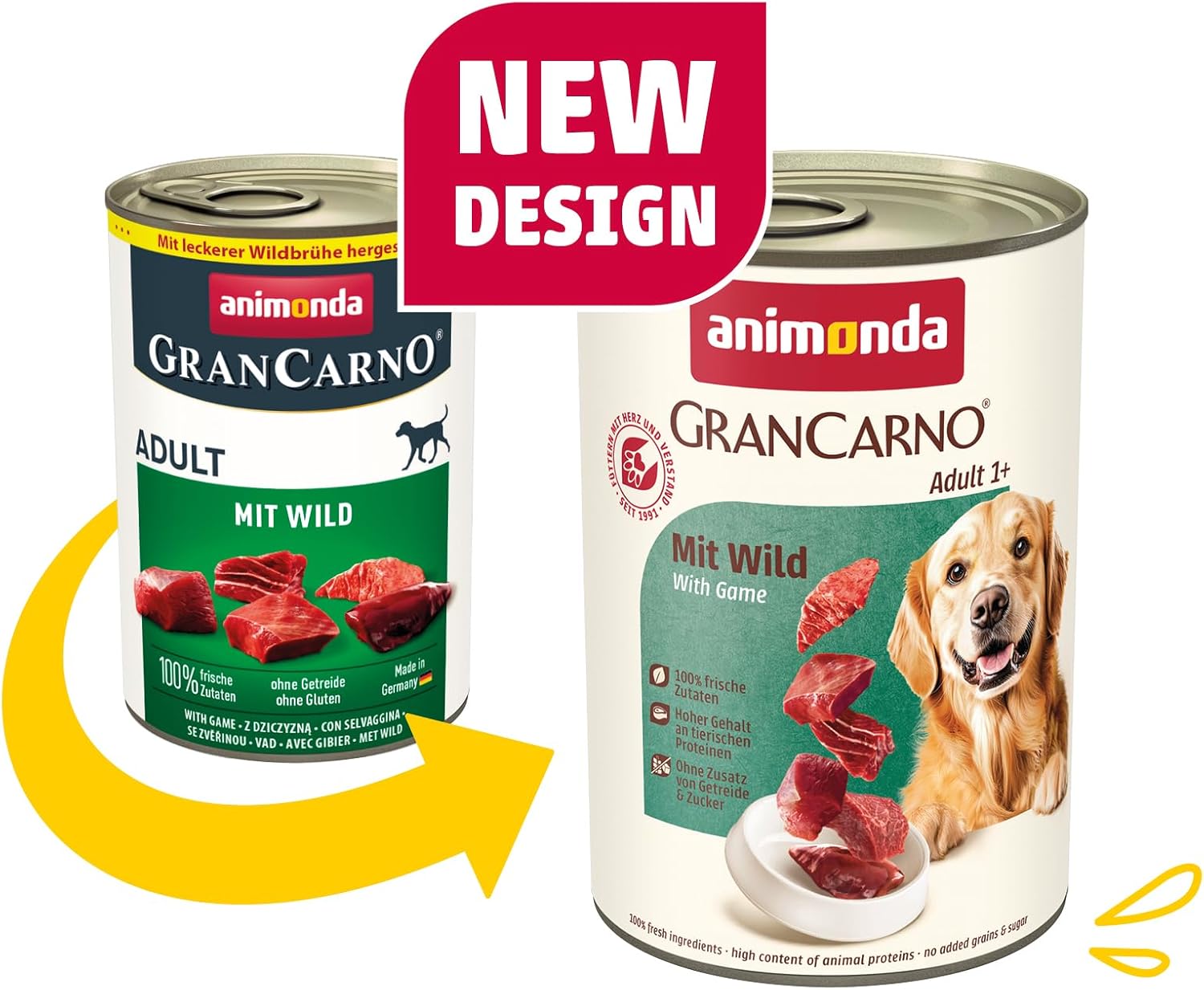 animonda GranCarno Adult Deftige Variation (6 x 800 g), Hundenassfutter für ausgewachsene Tiere, Nassfutter für Hunde mit 100% frischen, fleischlichen Zutaten, Hundefutter ohne Getreide