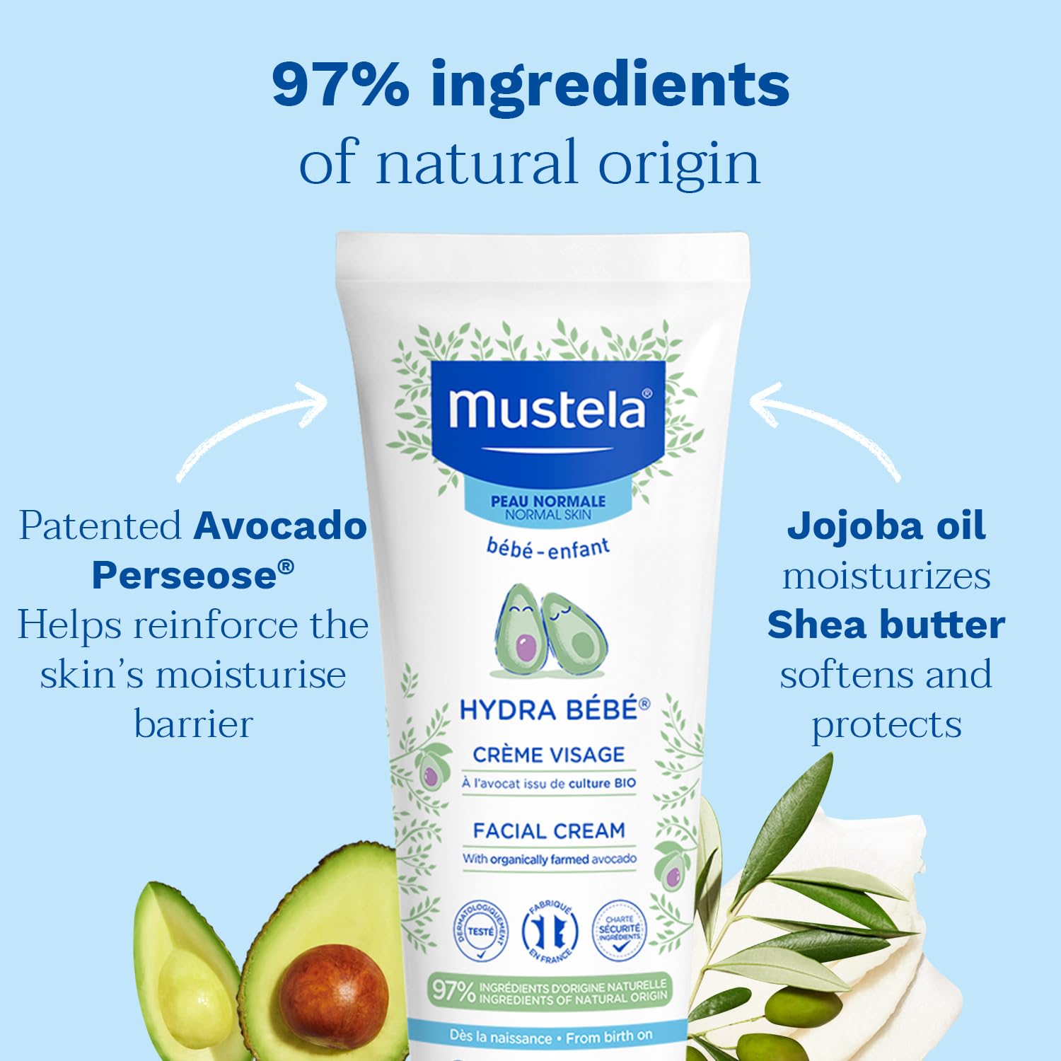 Mustela Hydra Bebe Gesichtscreme ab Geburt, 40 ml