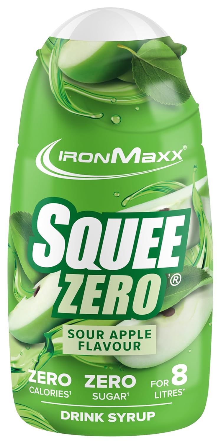 IronMaxx SqueeZero - Raspberry 65ml | Sirup, Erfrischendes Geschmackserlebnis für 8 Liter, Zuckerfrei und Kalorienfrei in 100ml verzehrfertigem Getränk