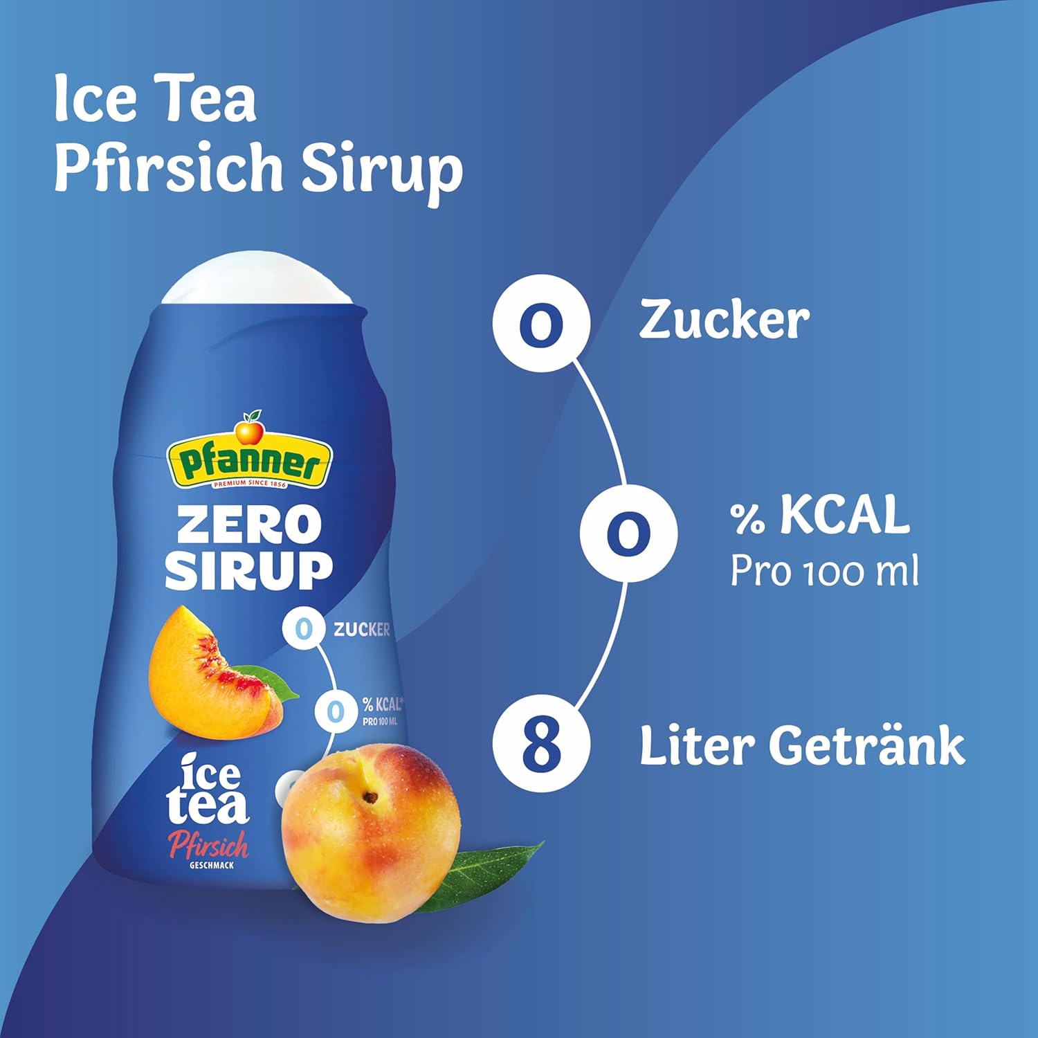 Pfanner Zero Sirup Ice Tea Pfirsich (1 x 57 ml) – Zuckerfreier Getränkesirup für 8 L Eistee – kalorienfrei & ohne Zucker – Pfanner Eistee Geschmack