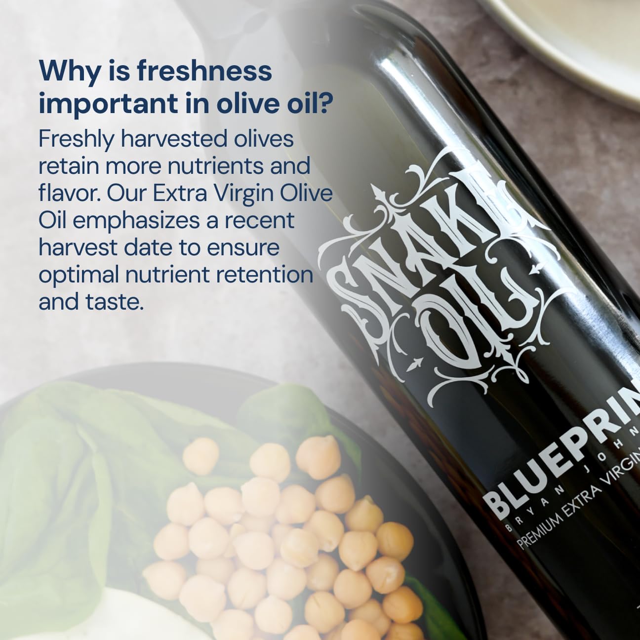 Blueprint Bryan Johnson Olive Oil – Snake Oil- High Polyphenol Extra Virgin Olive Oil (400+ mg/kg) – Cold Pressed, Early Harvest, First Cold Press EVOO – Keto, Paleo, Non-GMO – 750ml Glass Bottle