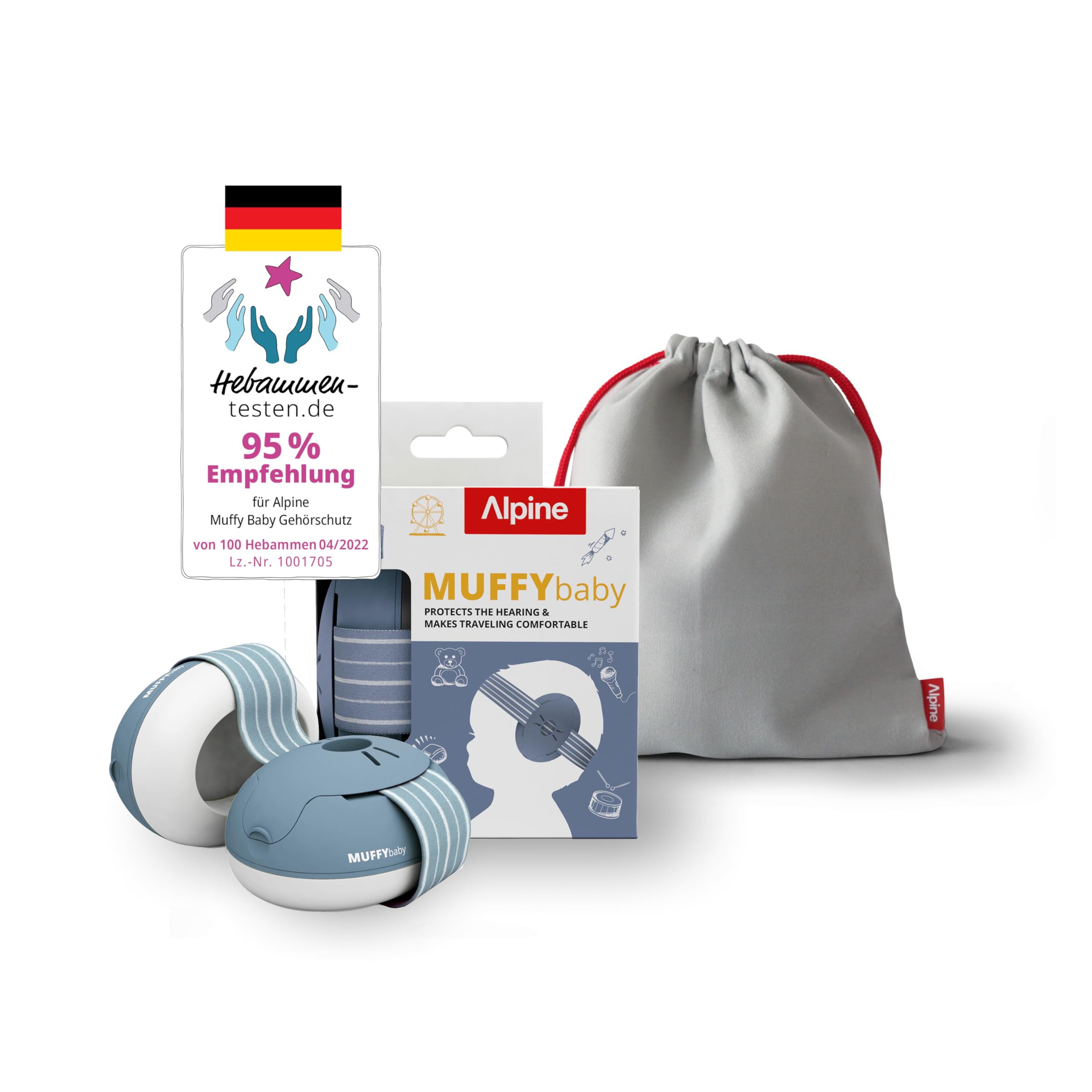 Alpine Muffy Baby Classic - Gehörschutz für Babys - Verstellbares ANTI-SLIP-Kopfband bis 48 Monate - In Deutschland auf Sicherheit getestet - Lärmschutz Kopfhörer verhindert Gehörschäden, Schwarz