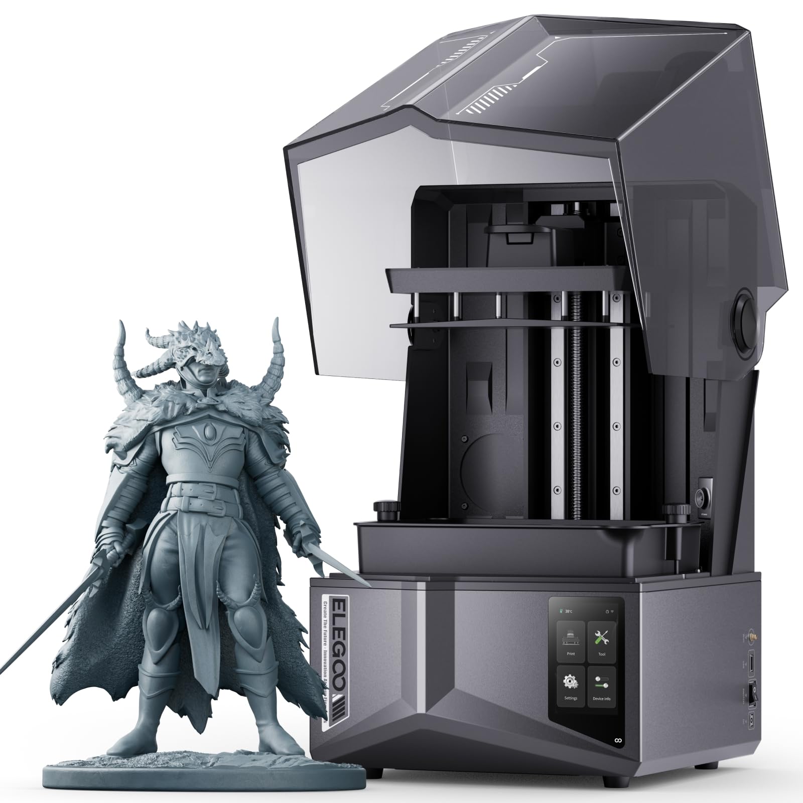 ELEGOO Saturn 4 Ultra 16K Resin 3D Printer with 10" 16K Mono LCD and Flip-up Lid, Smart Tank Heating at 30 °C, 150mm/h High Speed Printing, Large Printing Size of 8.33 × 4.66 × 8.66 Inches
