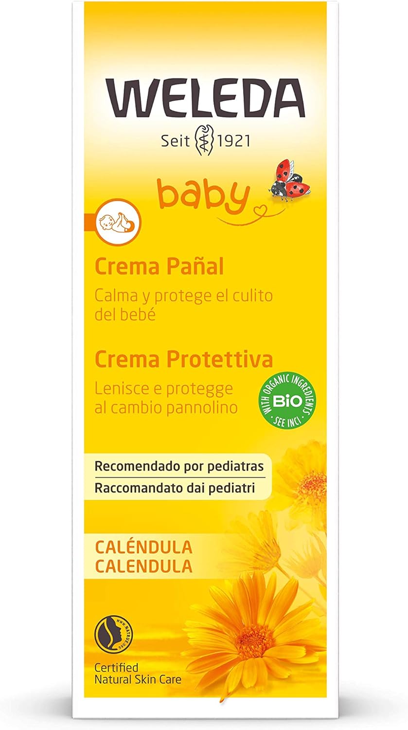 WELEDA Bio Baby Calendula Wundschutzcreme 75ml - Naturkosmetik Wundsalbe / Babycreme für den Schutz empfindlicher Baby Haut im Windelbereich. Hilft bei Rötungen, gereizter Haut und Wundsein