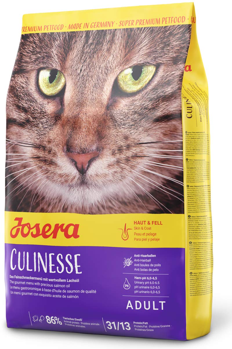 JOSERA Culinesse (1 x 10 kg) | Adult | Premium Trockenfutter für ausgewachsene wählerische Katzen | Lachs & Geflügel | gut verträglich | moderater Fettgehalt | weizenfrei | Katzenfutter | 1er Pack