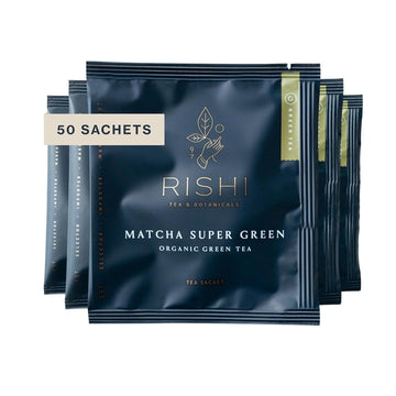 Rishi Tea Matcha Super Green Japanese Tea - Organic, Caffeinated Sachet Bags, Umami, Antioxidant-Rich Sencha & Matcha Blend - 50 Count