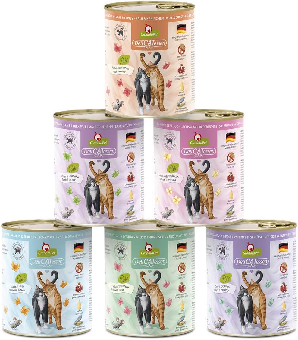 GranataPet DeliCatessen Huhn PUR, Nassfutter für Katzen, Futter ohne Getreide & ohne Zuckerzusätze, Katzenfutter mit hohem Fleischanteil & hochwertigen Ölen, 6 x 400 g