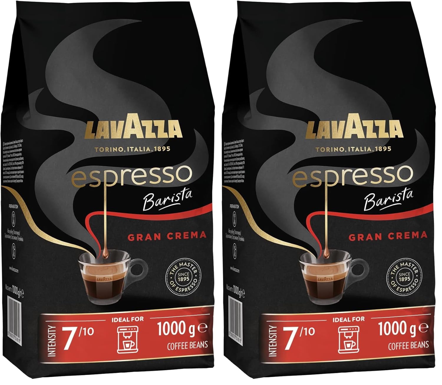 Lavazza, Espresso Barista Intenso, ganze Arabica und Robusta Kaffeebohnen, mit Kakao- und Holzaromen, für einen intensiven Kaffee, Intensität 9/10, mittlere Röstung, 1 kg Packung