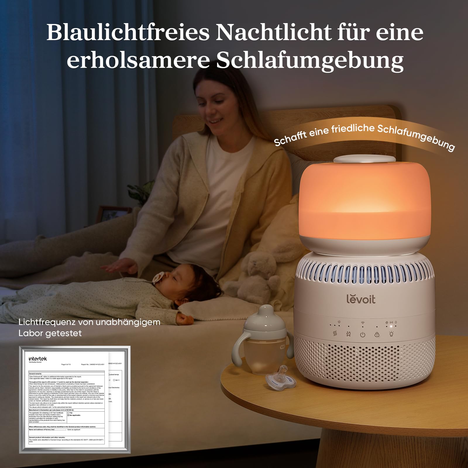 Levoit Luftbefeuchter Schlafzimmer, 23dB leise Humidifier, Top-Fill für Baby, bis 25H, Raumbefeuchter mit 360 grad Drehdüse für Kinderzimmer, Pflanzen, Auto Shut-off, 2,5 L, Weiß