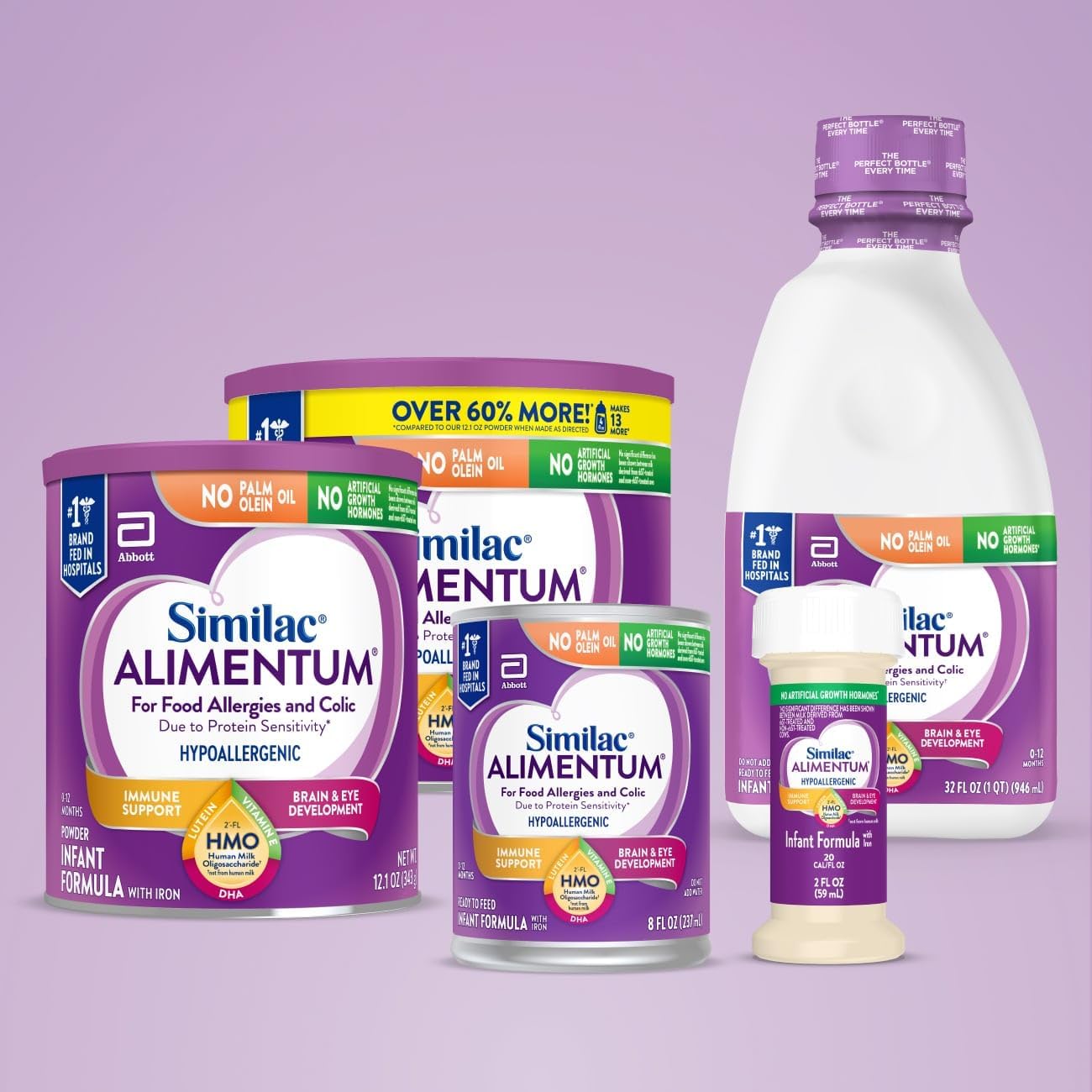 Similac Alimentum With 2'-FL HMO Hypoallergenic Infant Formula, for Food Allergies and Colic Due to Protein Sensitivity, Baby Formula Powder, 19.8-oz Value Can
