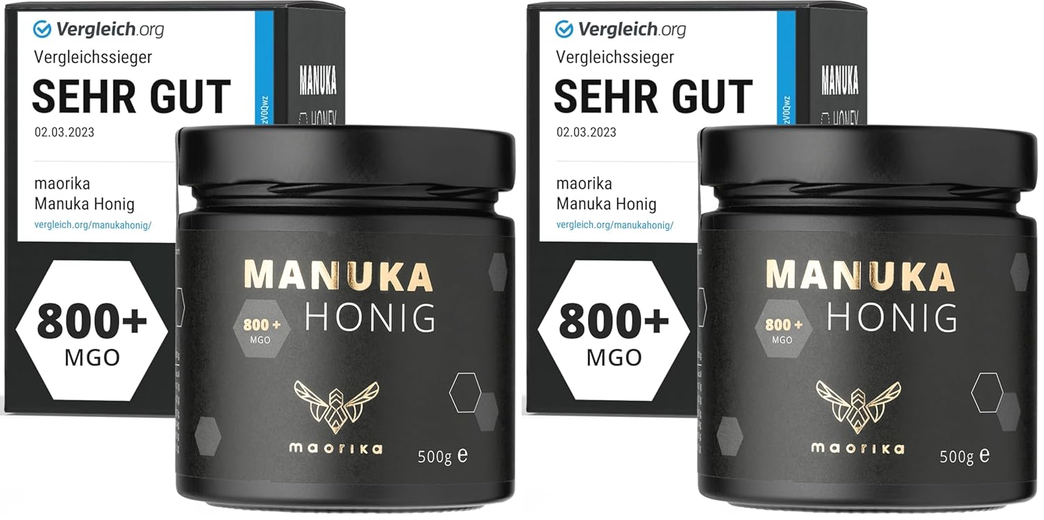 maorika - Manuka Honig 800 MGO + 250g im Glas (lichtundurchlässig, kein Plastik) - laborgeprüft, zertifiziert aus Neuseeland