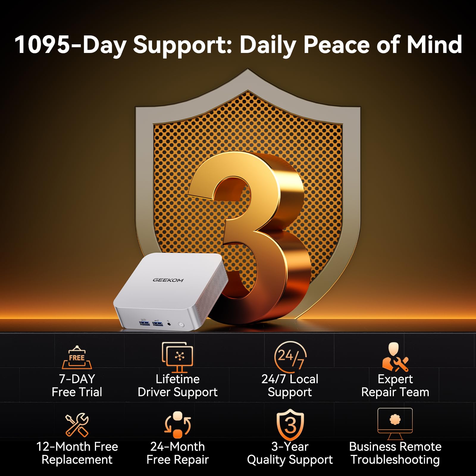 GEEKOM Air12 Mini PC for Business & WFH (2026), Intel 7505 (Up to 3.5GHz), 8GB RAM (Dual-Slot Upgradeable), 256GB M.2 SSD, 8K & Triple 4K Display, 3-Year Warranty, Windows 11 Pro Desktop Computer
