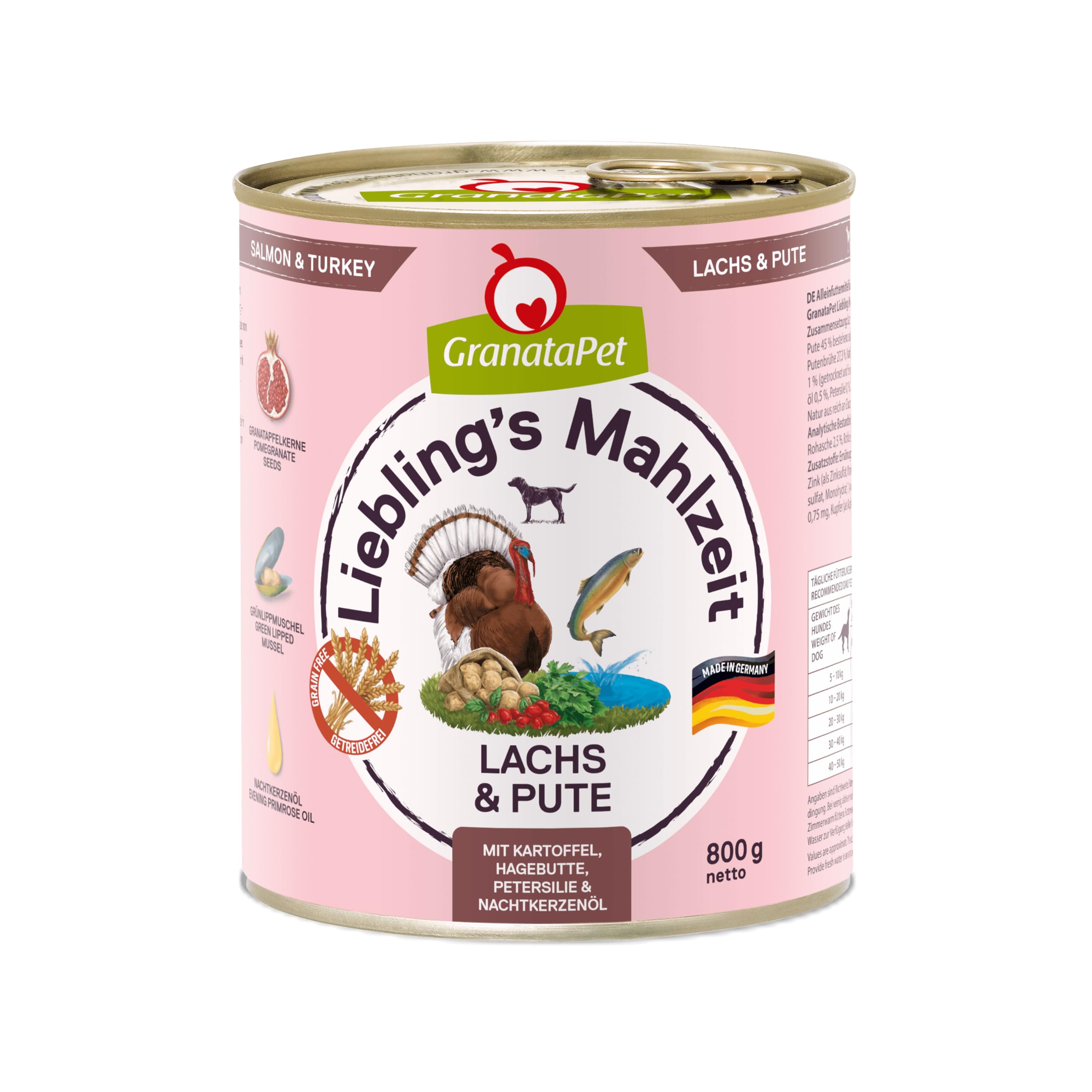 GranataPet Liebling's Mahlzeit Multipack 2, Nassfutter für Hunde im Probierpaket, Alleinfuttermittel ohne Getreide, Hundefutter mit hohem Fleischanteil & hochwertigen Ölen, 6 x 800 g