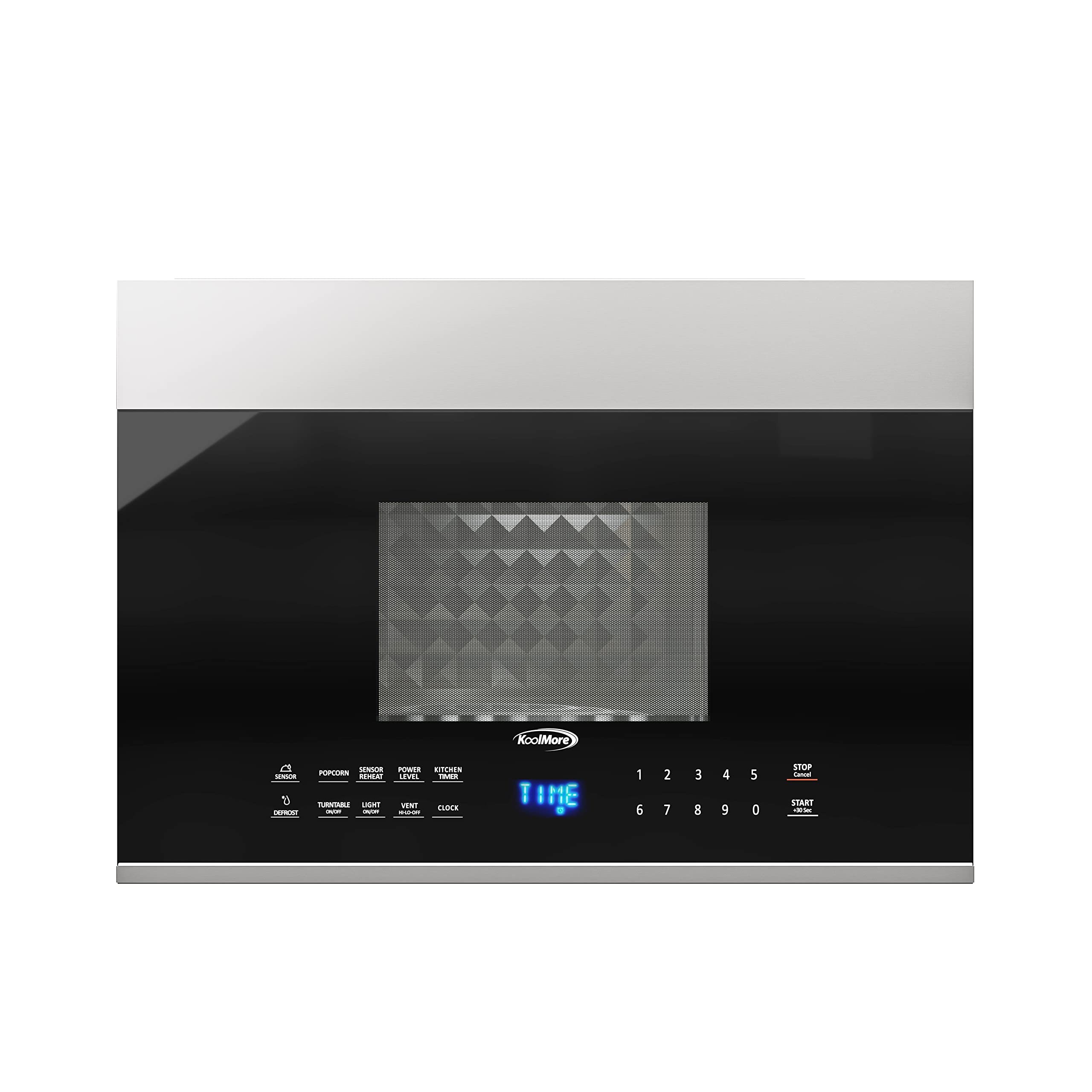 KoolMore Reserve Built-in Microwave Convection Oven with Air Fry, 3-in-1 Combo, Sensor Cook, Soft-Close Door, Stainless Steel, 24 in. / 1.6 cu. ft. with NEMA 5-20P Plug in Black