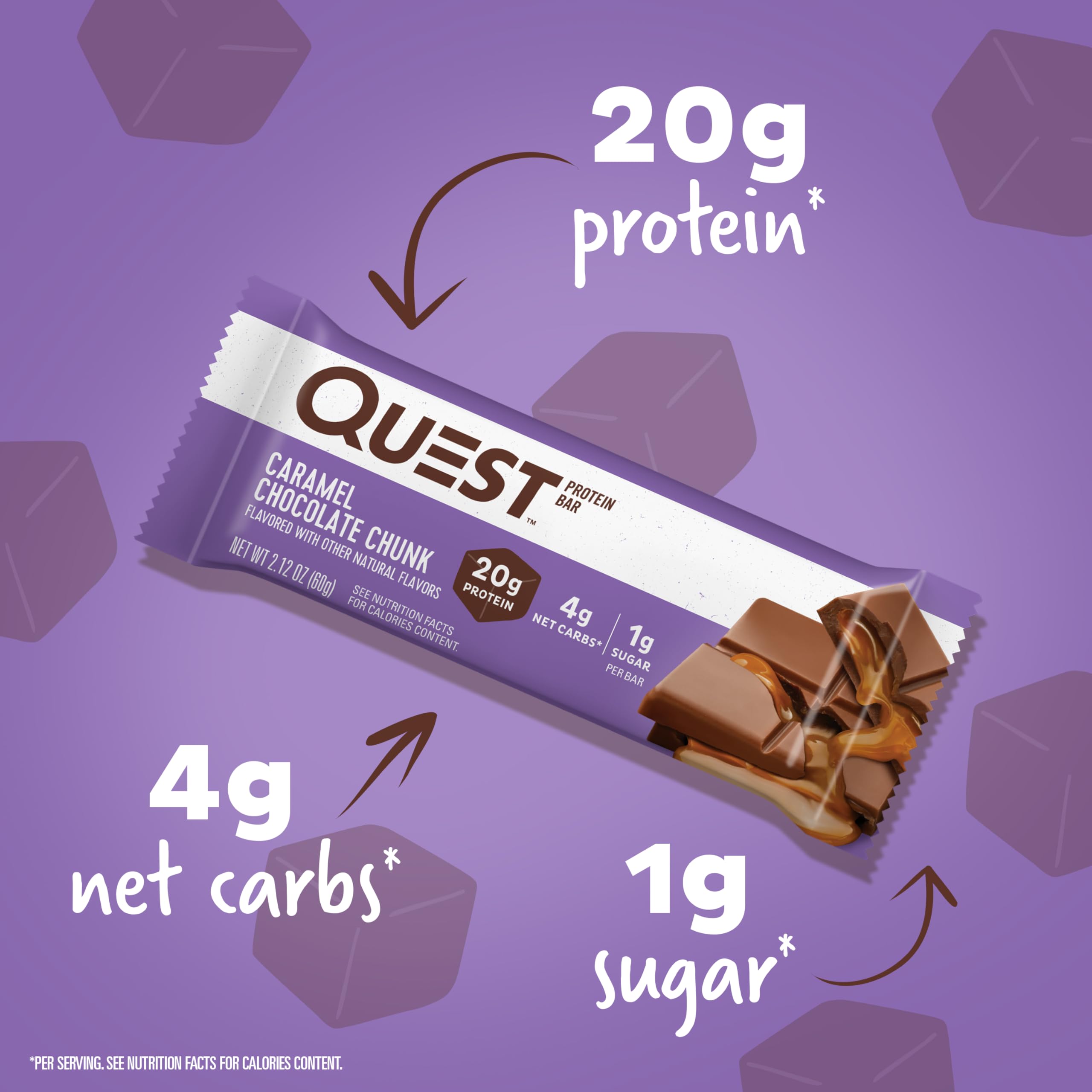 Quest Nutrition Chocolate Chip Dough Cookie Protein Bars, 21g Protein, 1g Sugar, 4g Net Carbs, High Fiber, Gluten Free, Keto-Friendly, 12 Count