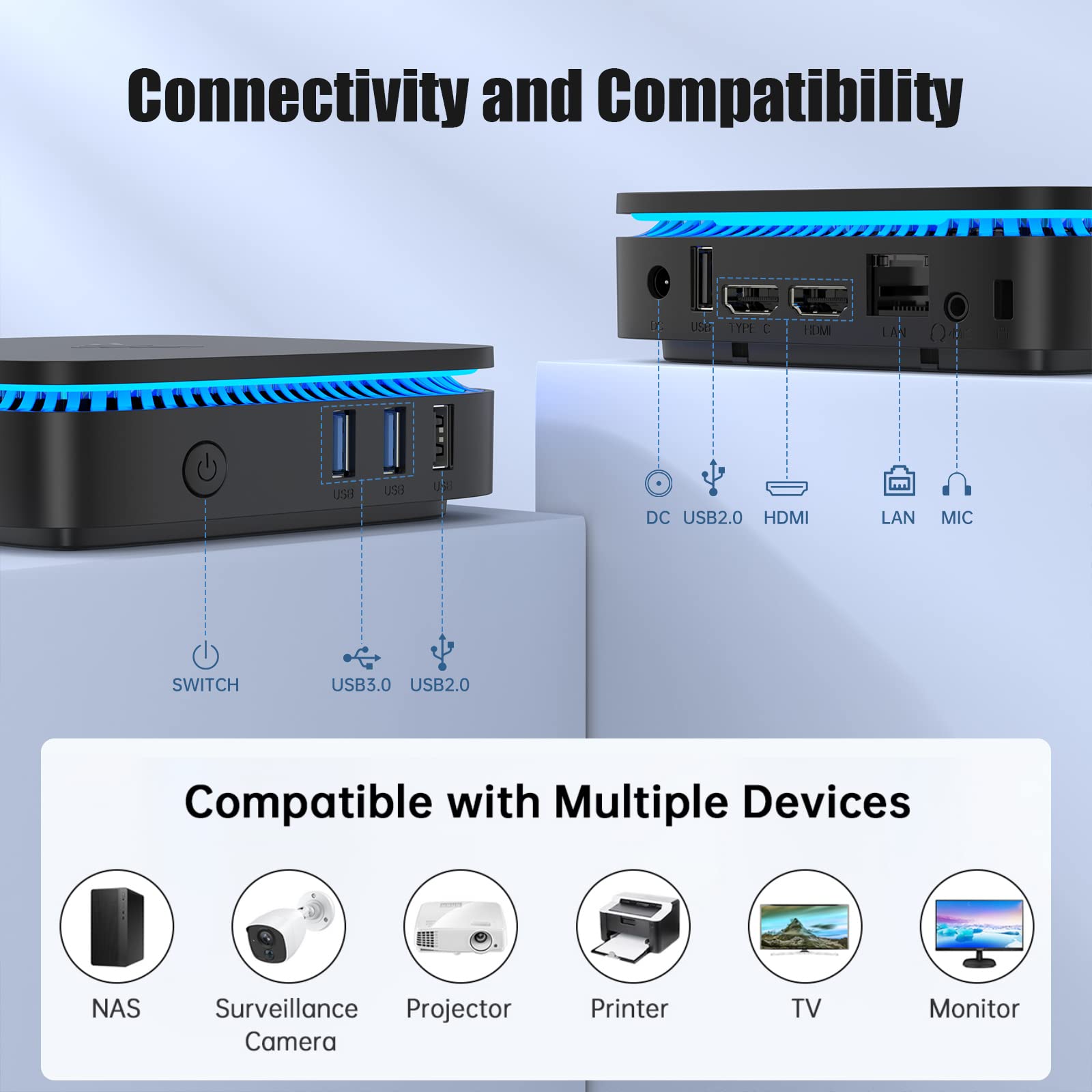 KAMRUI Essenx E1 Mini PC Computer, AMD 3150U (Beats i3-10110U/N95), 8GB RAM 256GB SSD, Mini Desktop Computer Support Dual 4K, WiFi, Bluetooth, Ethernet for Business, Education, Home