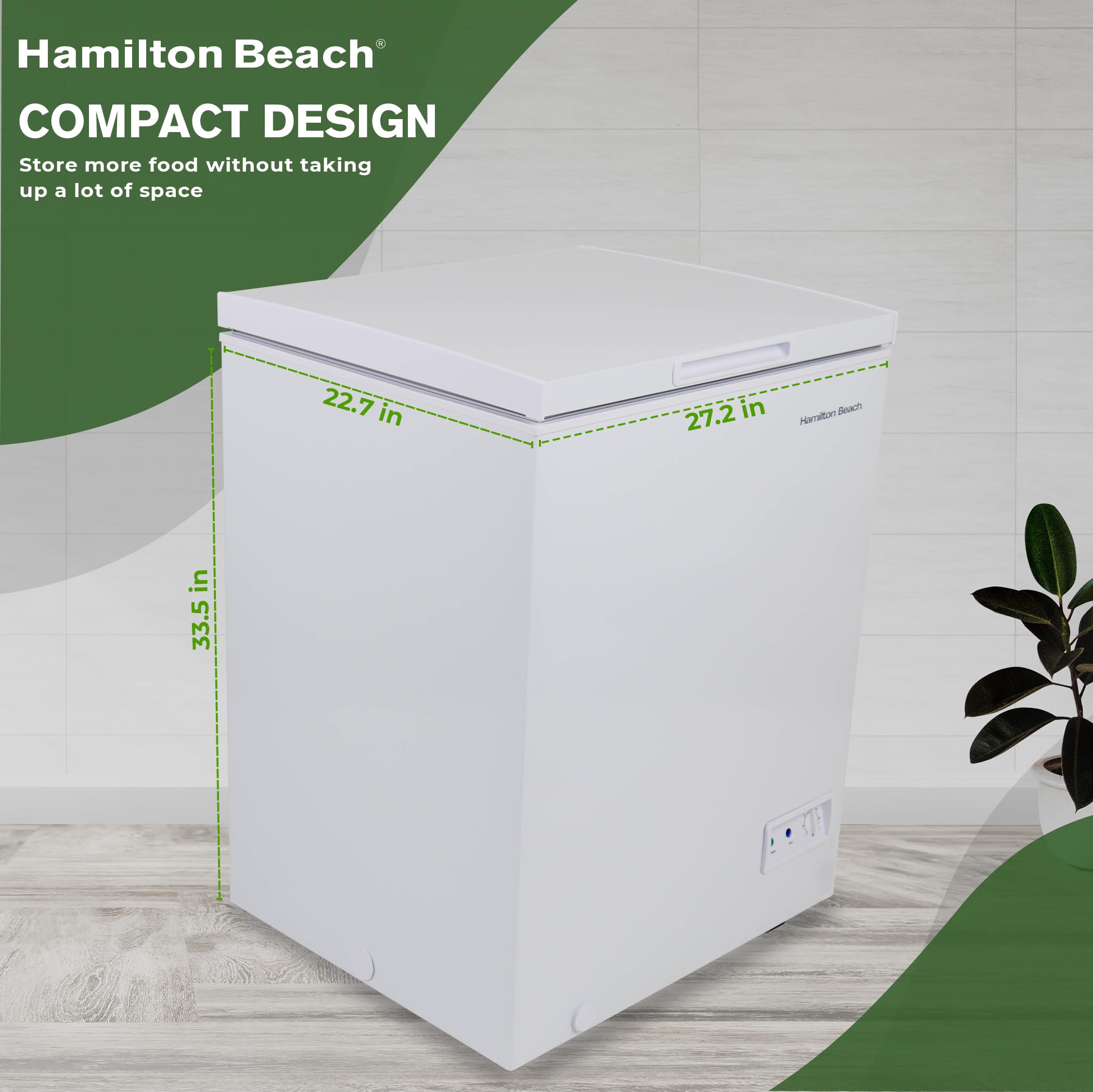 Hamilton Beach HBFRF2129 21 cu ft Double Door LID Garage-Ready Chest Freezer-White, Vinyl-Coated Baskets, Space-Saving Flat Back, Stay-Open, Front-Access Drain, for Storage, Hunting, Large Family