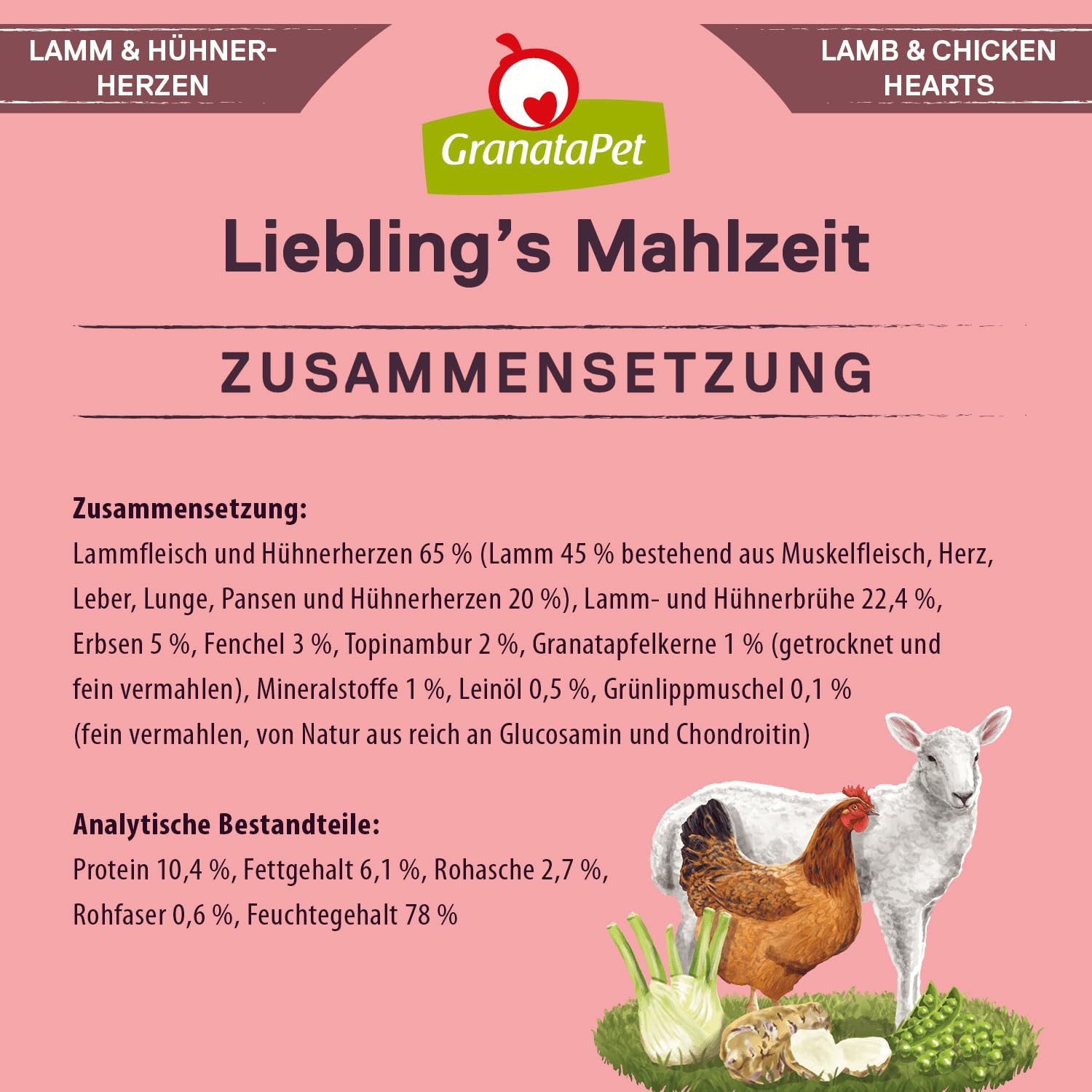 GranataPet Liebling's Mahlzeit Multipack 2, Nassfutter für Hunde im Probierpaket, Alleinfuttermittel ohne Getreide, Hundefutter mit hohem Fleischanteil & hochwertigen Ölen, 6 x 800 g