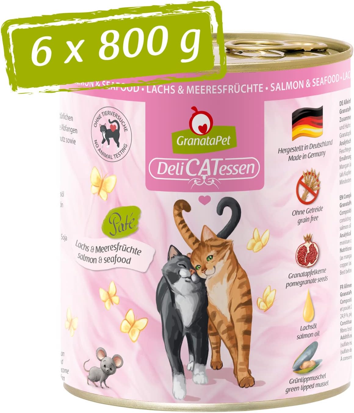 GranataPet DeliCatessen Huhn PUR, Nassfutter für Katzen, Futter ohne Getreide & ohne Zuckerzusätze, Katzenfutter mit hohem Fleischanteil & hochwertigen Ölen, 6 x 400 g