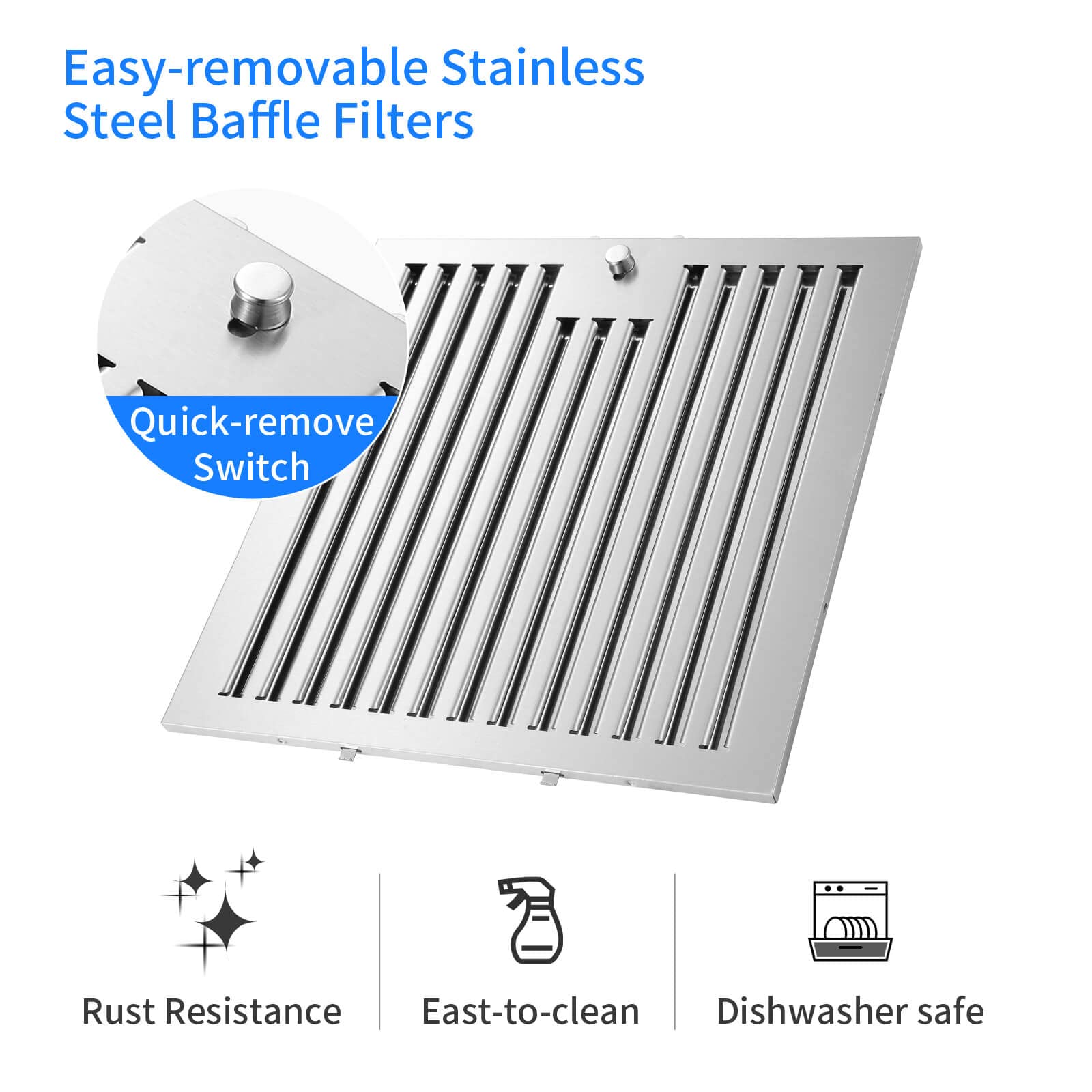 JOEAONZ Island Range Hood 30 Inch 700 CFM Gesture & Touch Control Ceiling Mount Stainless Steel Kitchen Vent Hood, Kitchen Exhaust Hood, Ducted/Ductless Convertible 3-speed Ventilation Fan Switchable