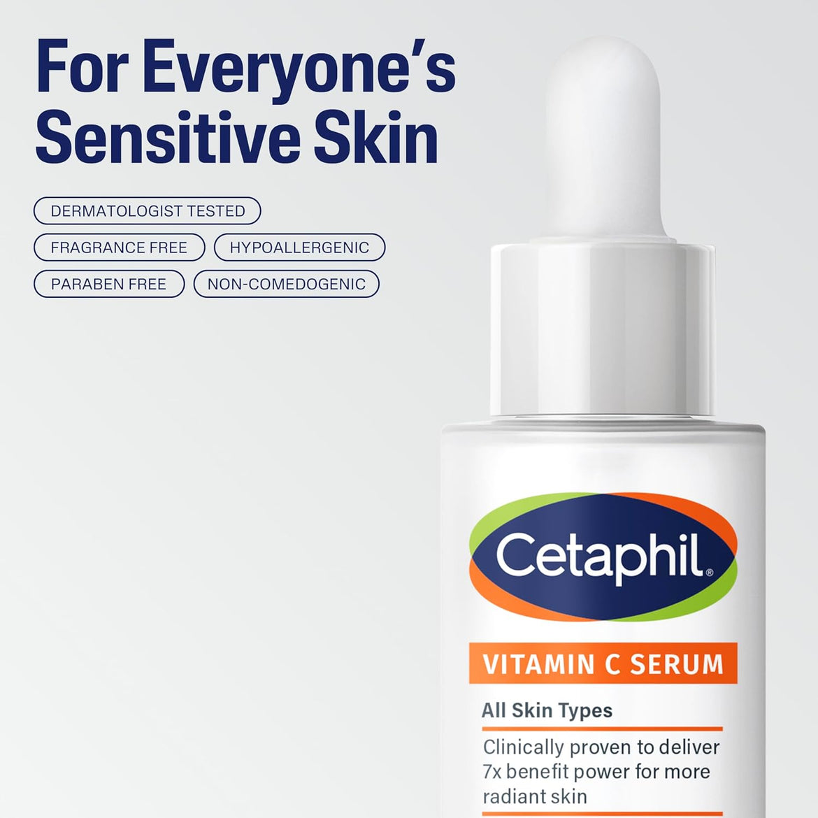 Cetaphil Vitamin C Serum, Visibly Reduces Look of Dark Spots and Hyperpigmentation, Formulated with Niacinamide, Designed for Sensitive Skin, Fragrance Free, Dermatologist Tested, 1oz
